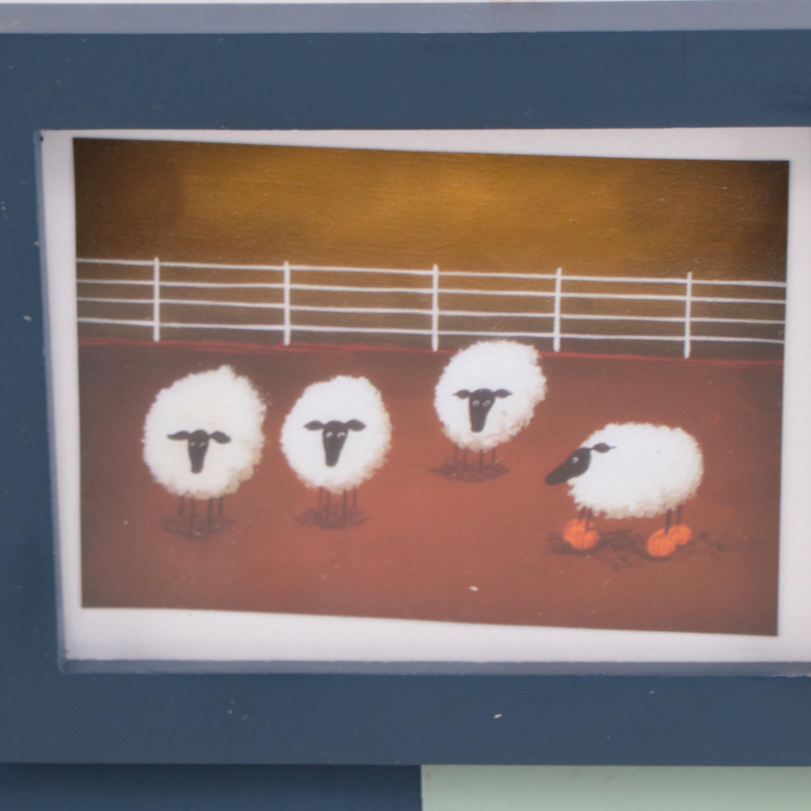 Debbie Criswell Folk Art Miniature Giclées of Sheep, 21st Century