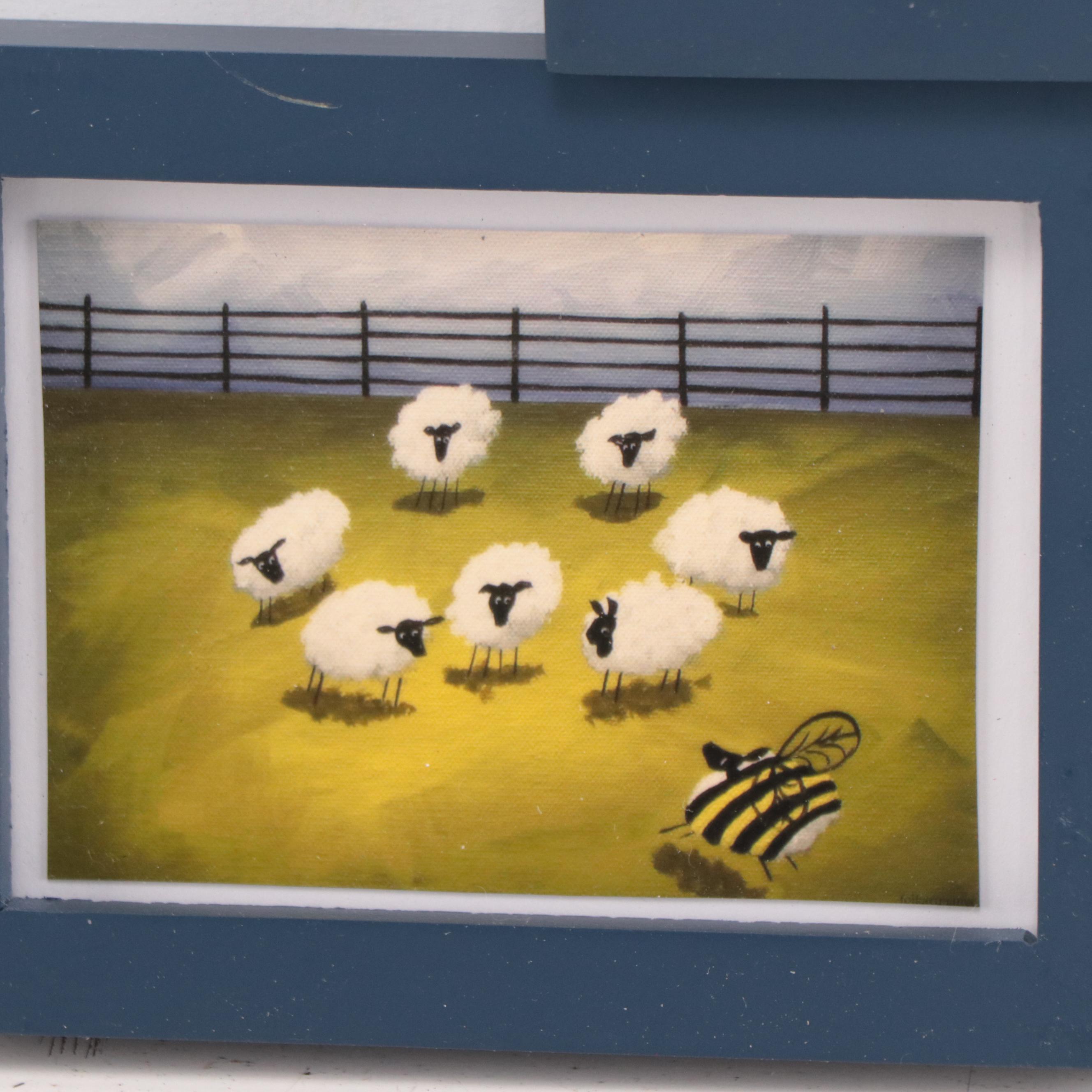 Debbie Criswell Folk Art Miniature Giclées of Sheep, 21st Century