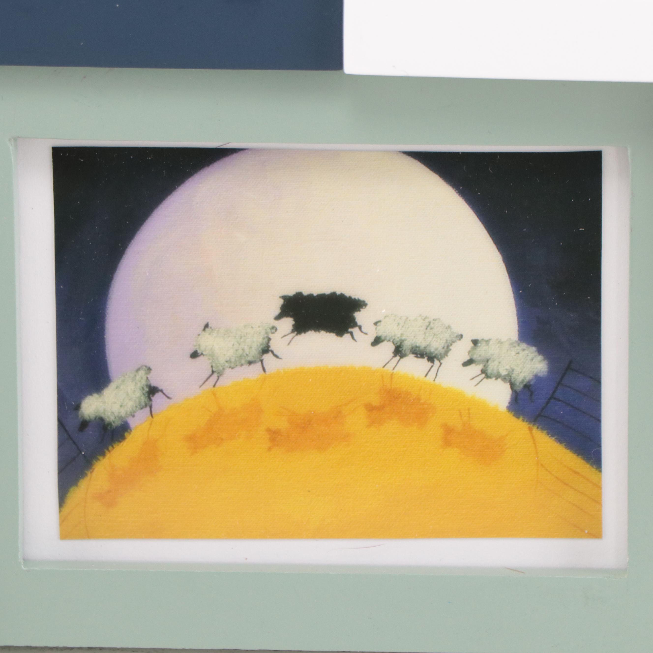 Debbie Criswell Folk Art Miniature Giclées of Sheep, 21st Century