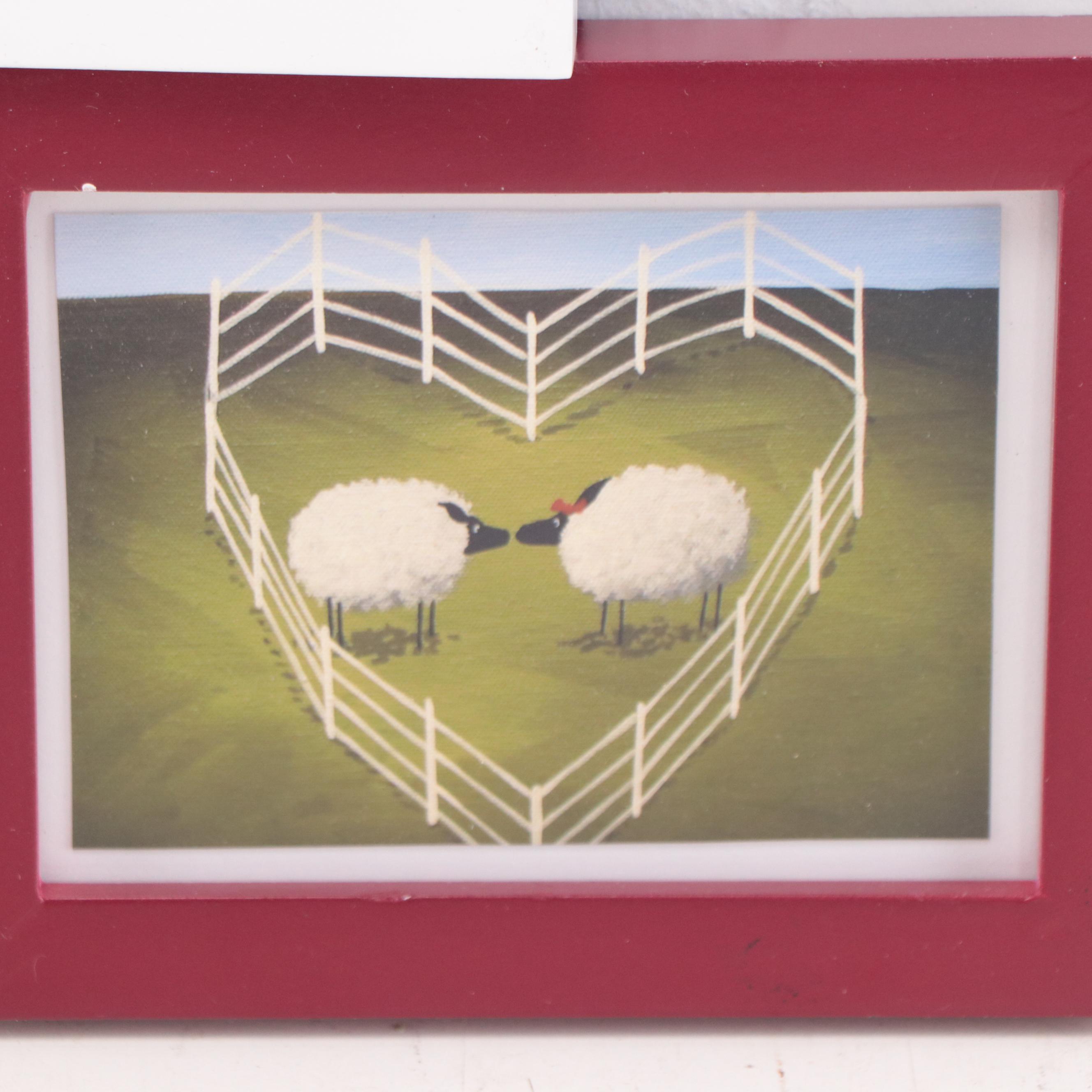 Debbie Criswell Folk Art Miniature Giclées of Sheep, 21st Century