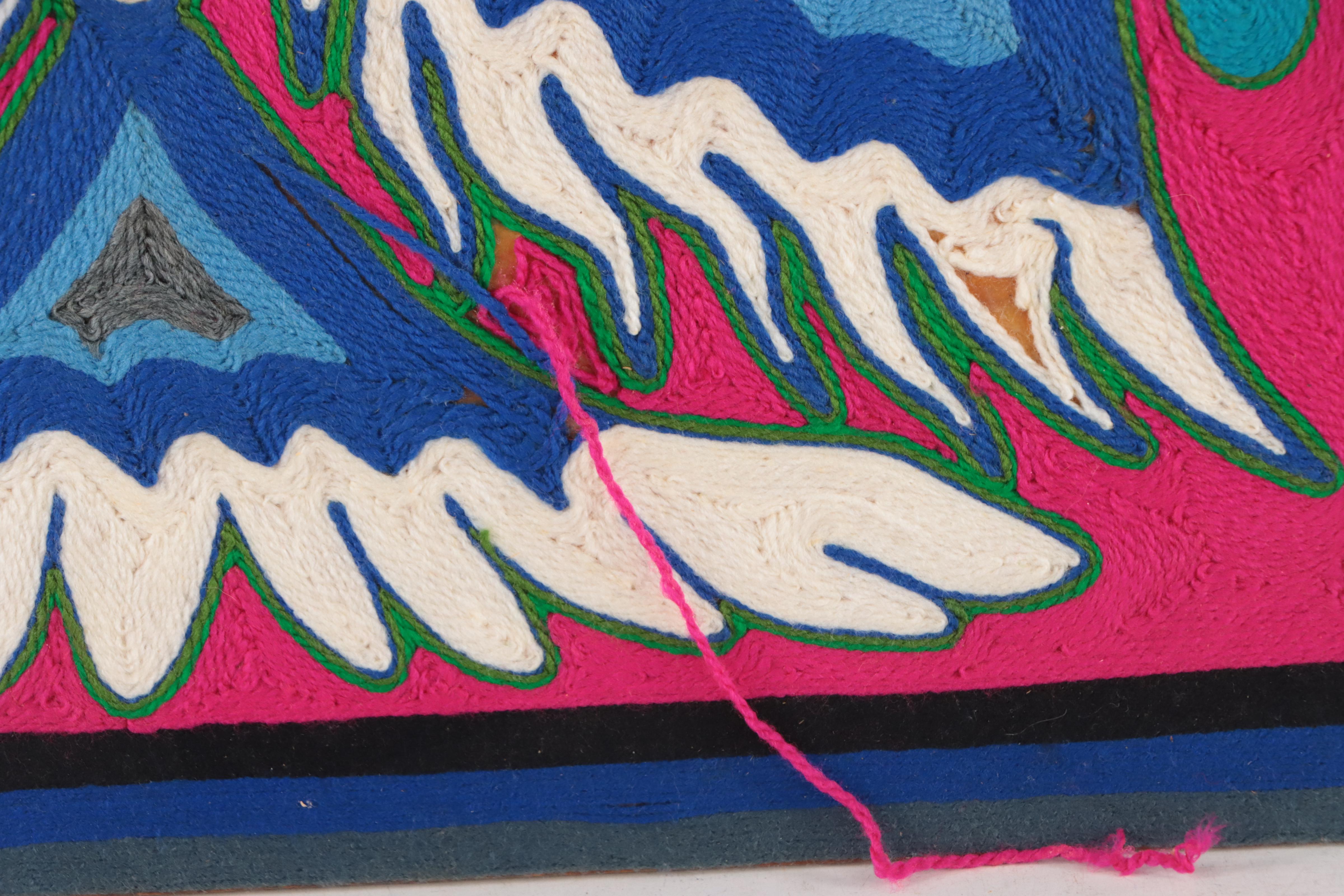 Huichol Yarn Painting Featuring Birds