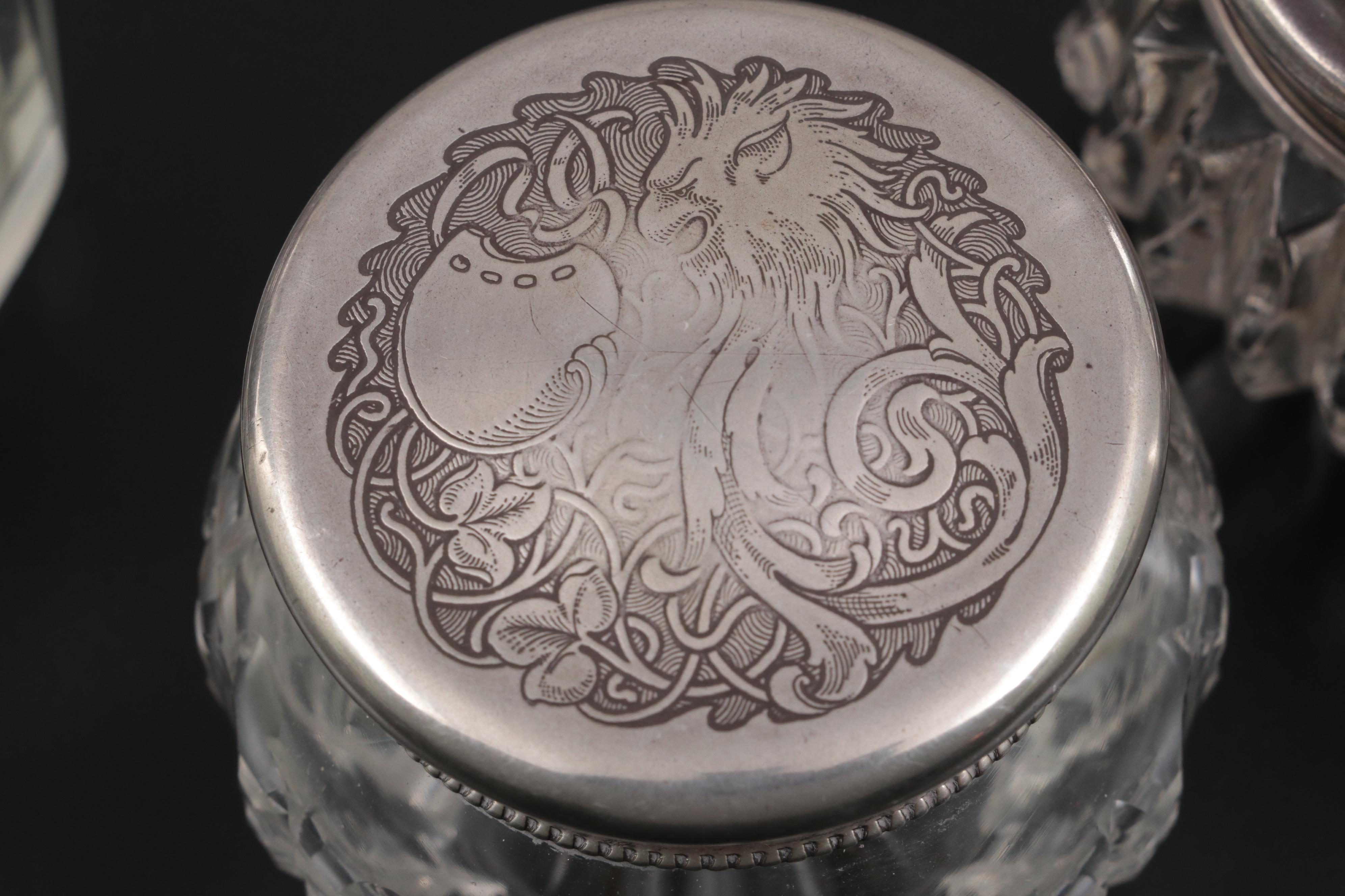 English and American Sterling Silver and Glass Vanity Jar Collection