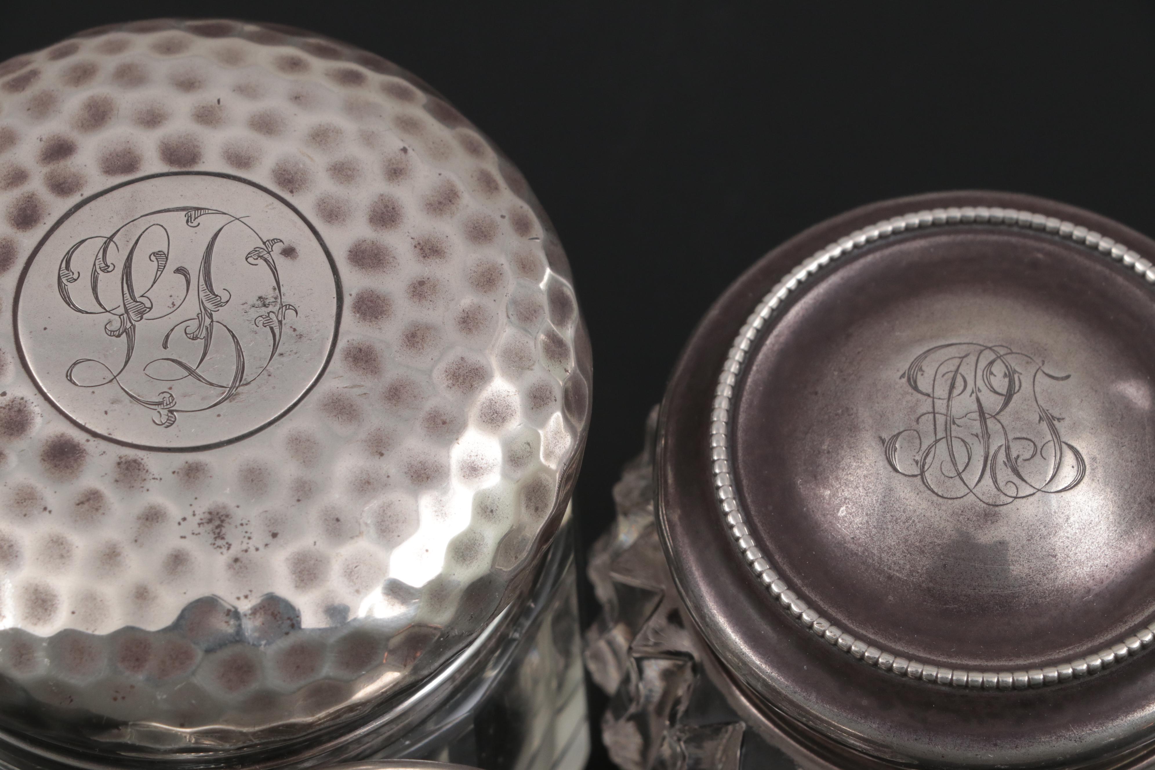 English and American Sterling Silver and Glass Vanity Jar Collection