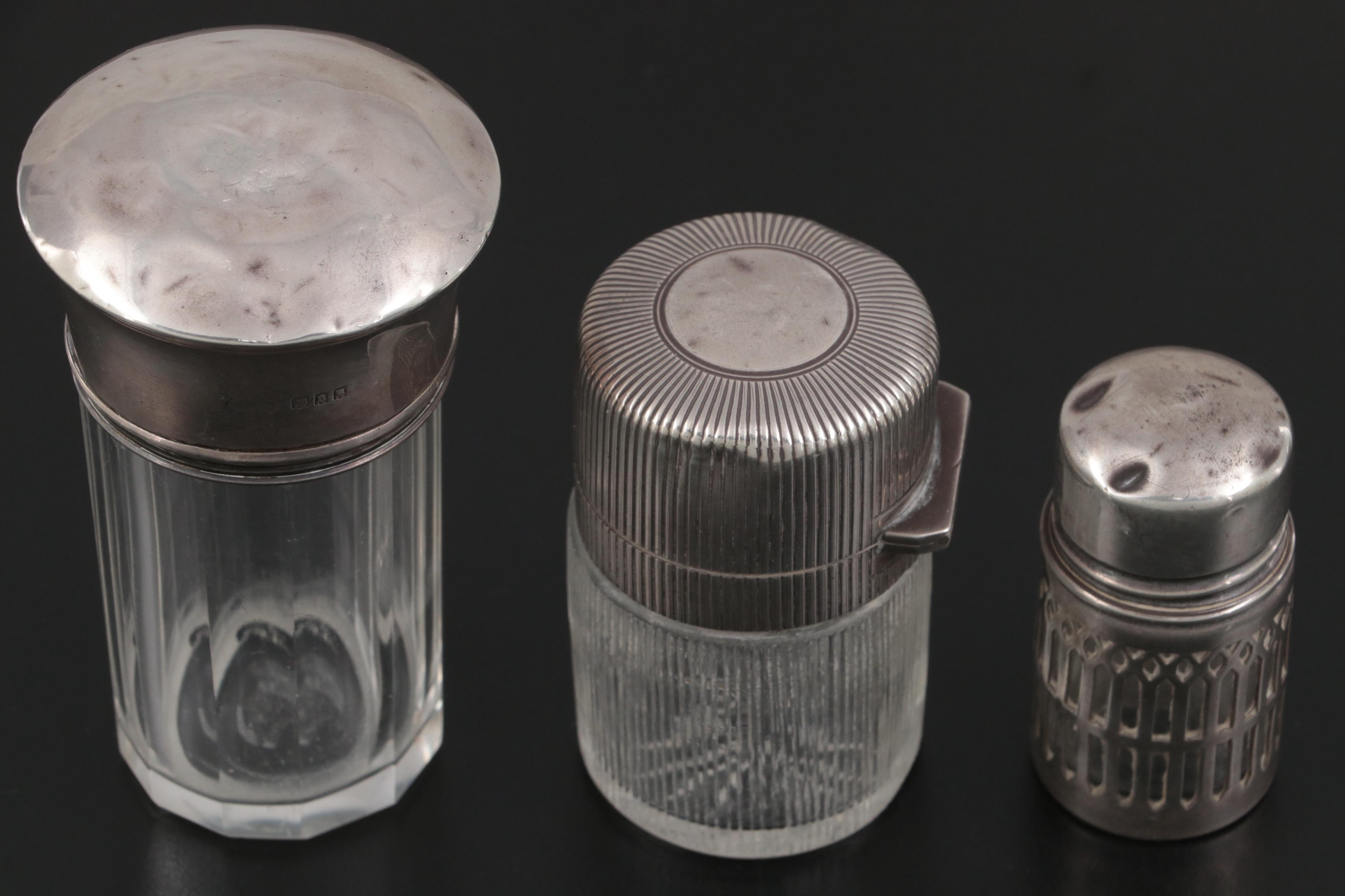 English and American Sterling Silver and Glass Vanity Jar Collection