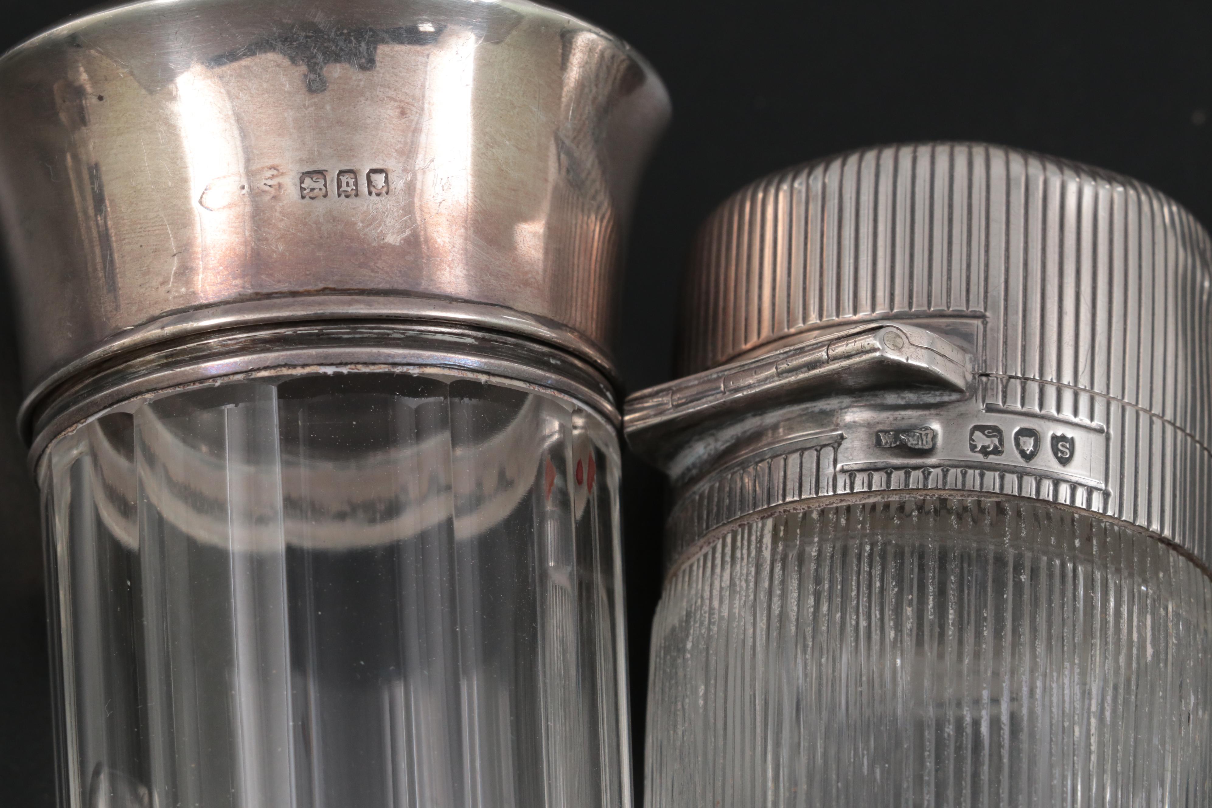 English and American Sterling Silver and Glass Vanity Jar Collection