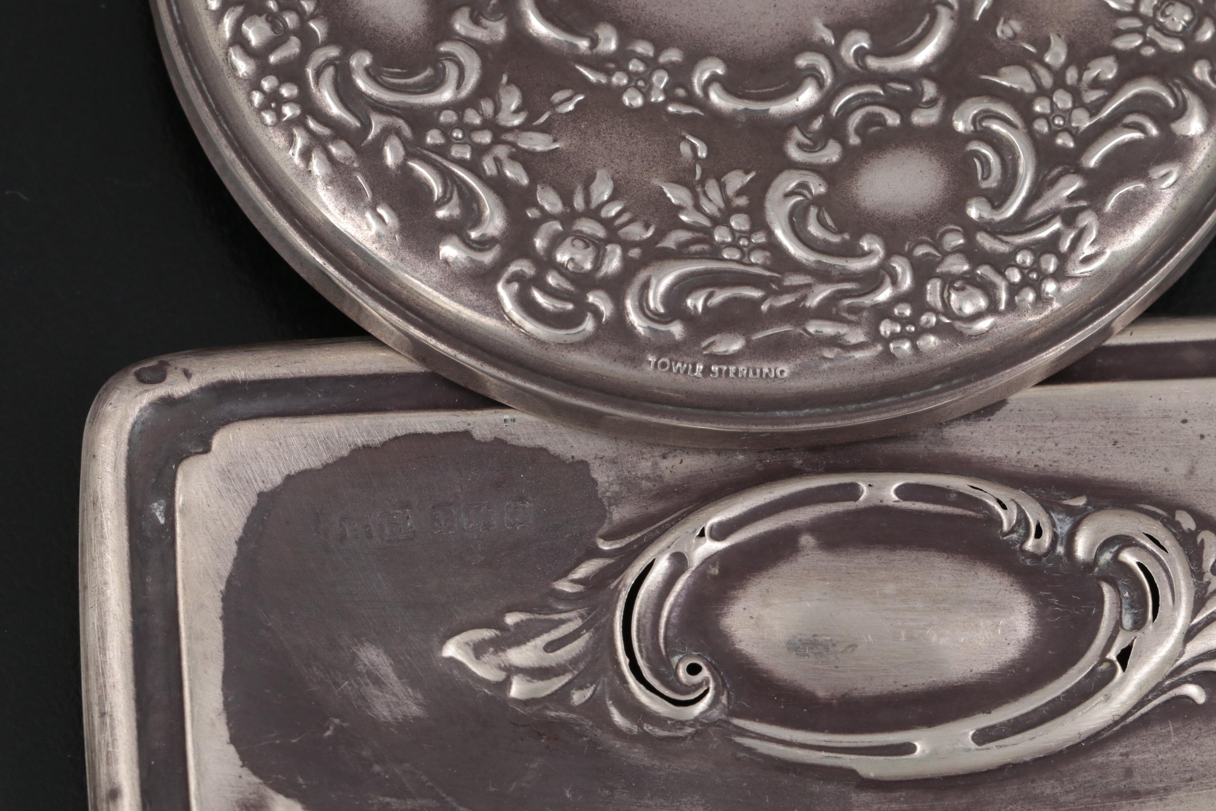 English and American Sterling Silver and Glass Vanity Jar Collection