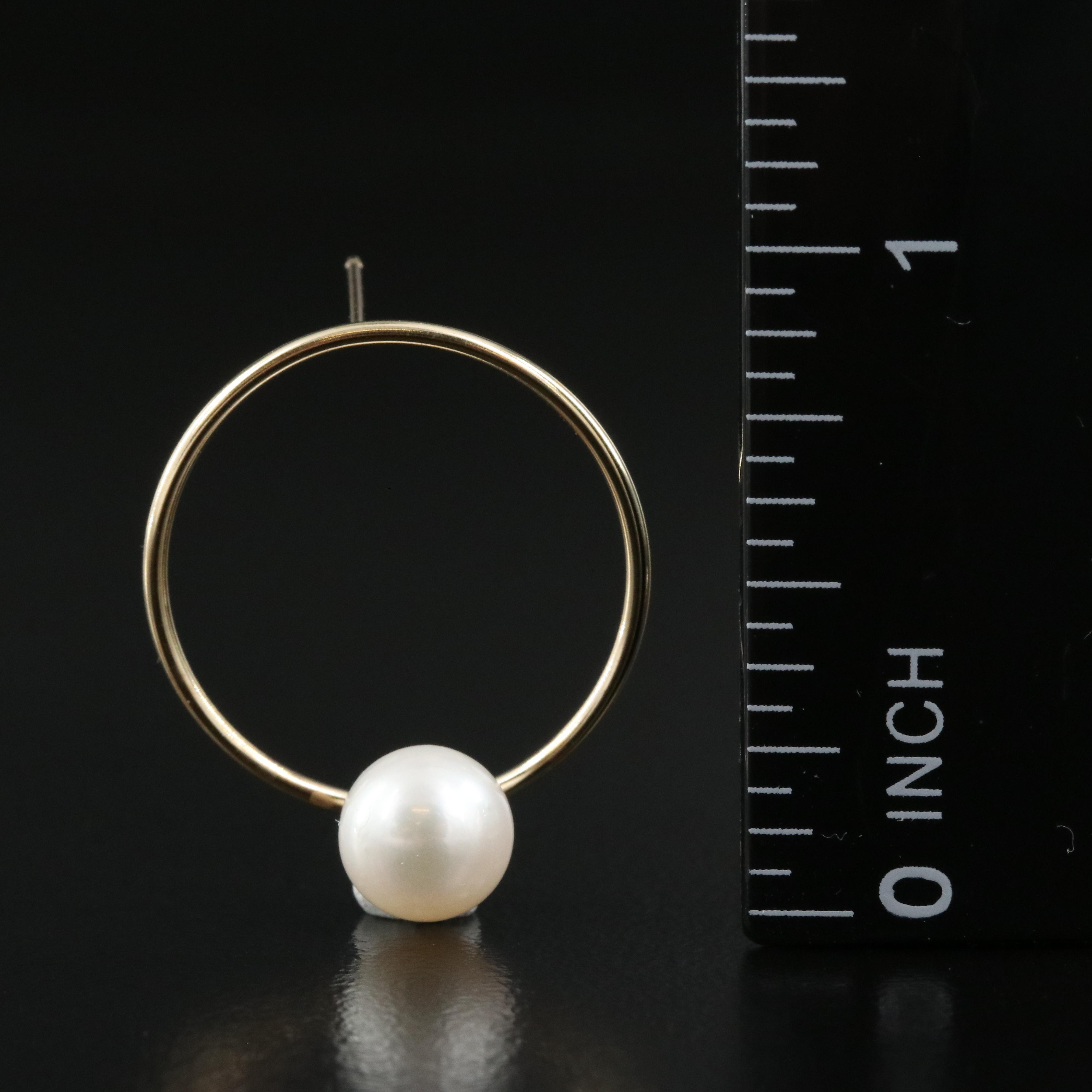 14K Pearl Circle Earrings