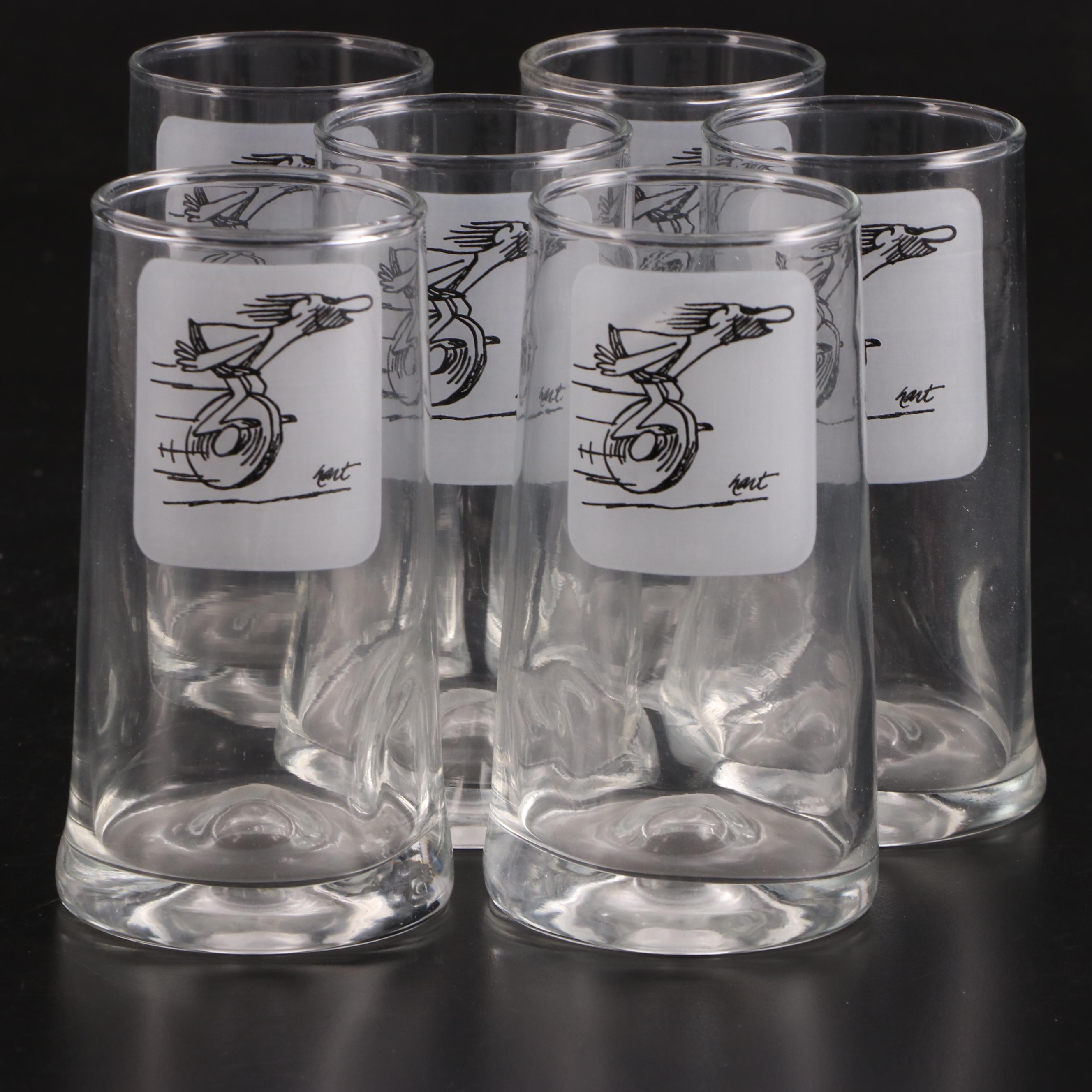 Johnny Hart BC Dimpled Glass Pitcher and Tumblers