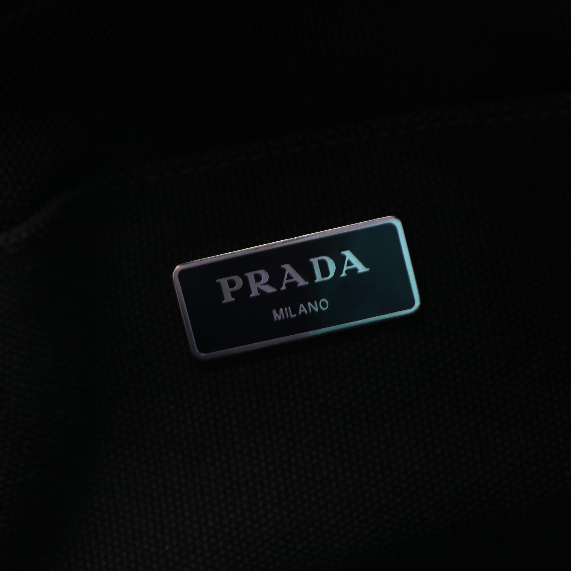Prada Logo Tote in Blue Camo-Printed Canvas with Shoulder Strap