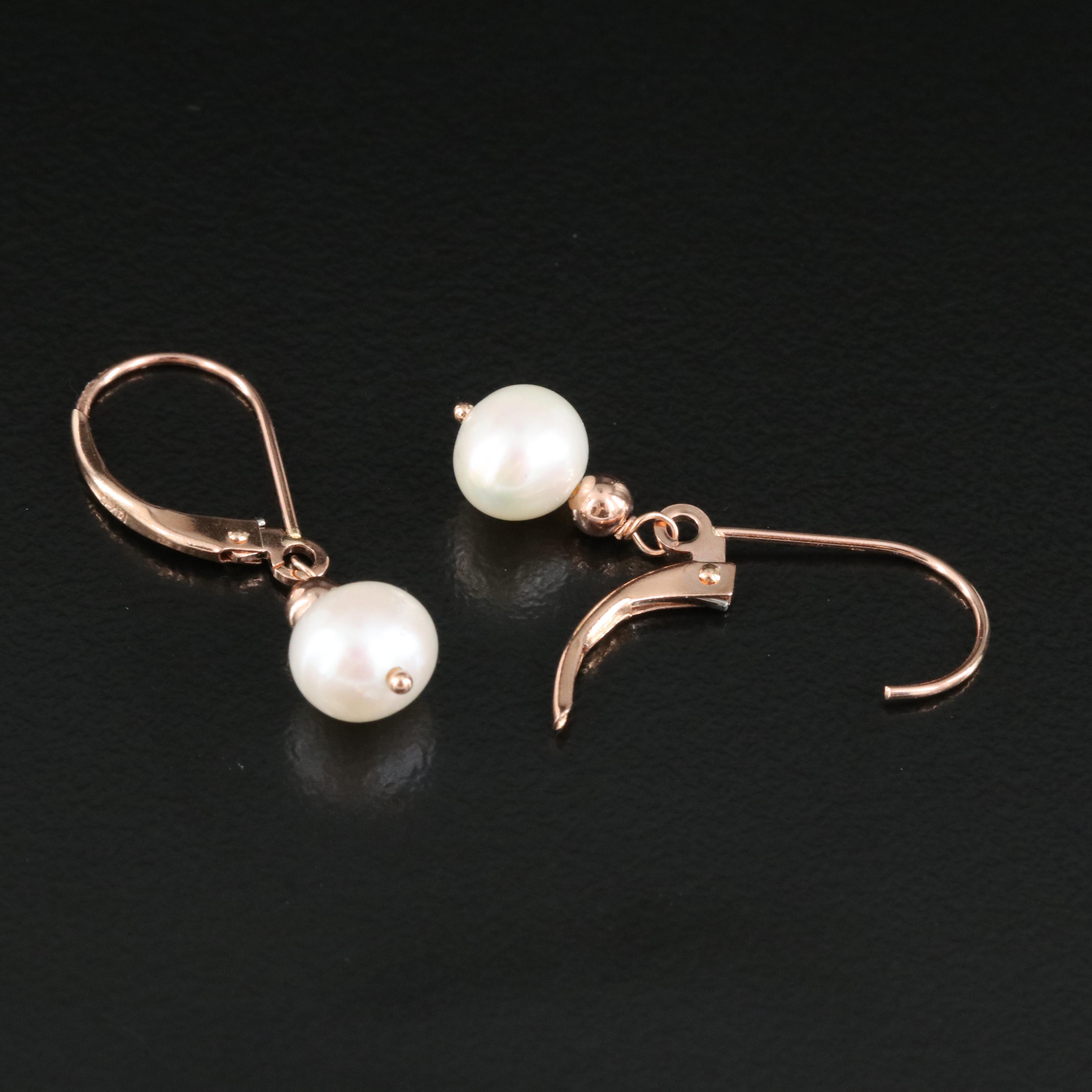 14K Rose Gold Pearl Earrings