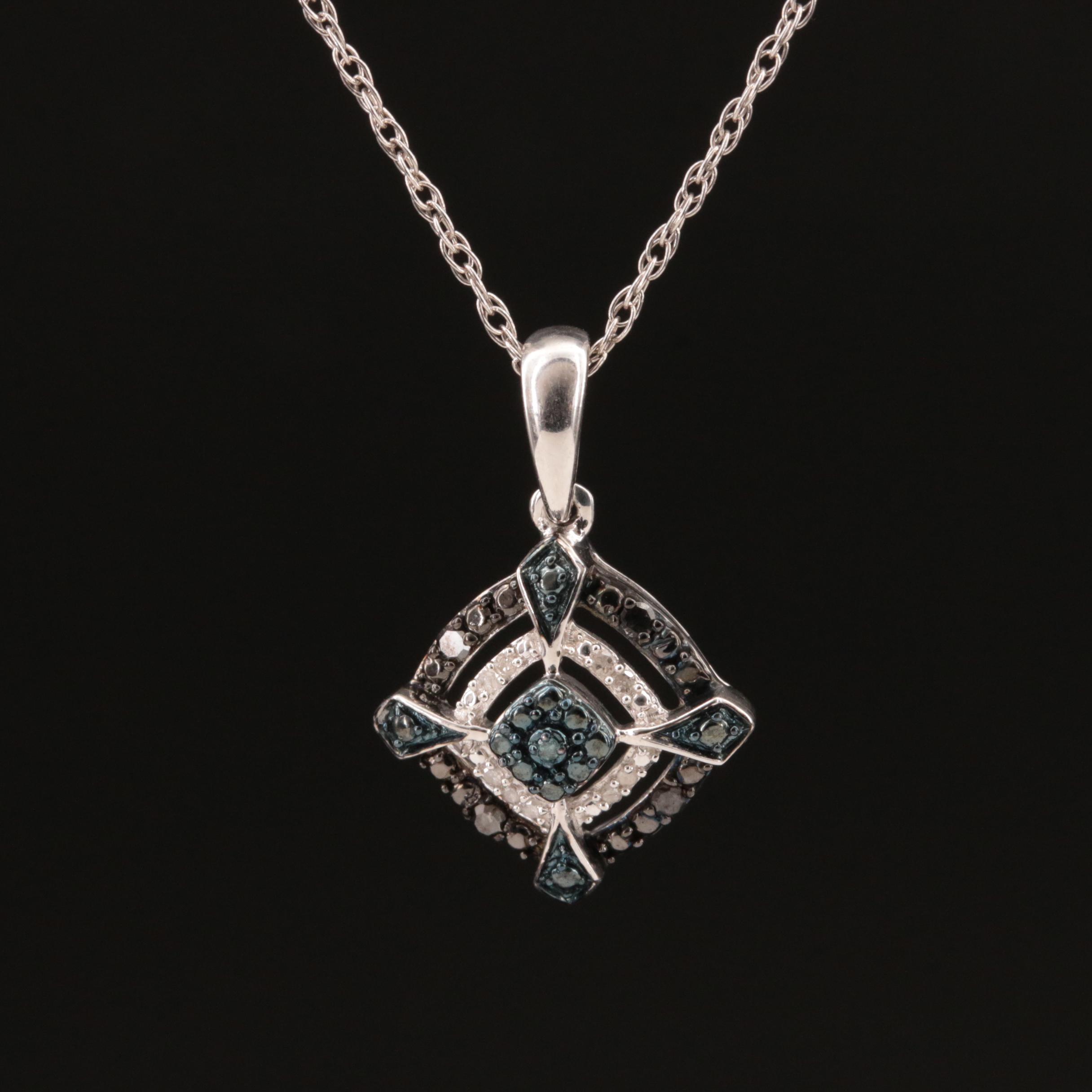 Sterling Diamond Pendant Necklace