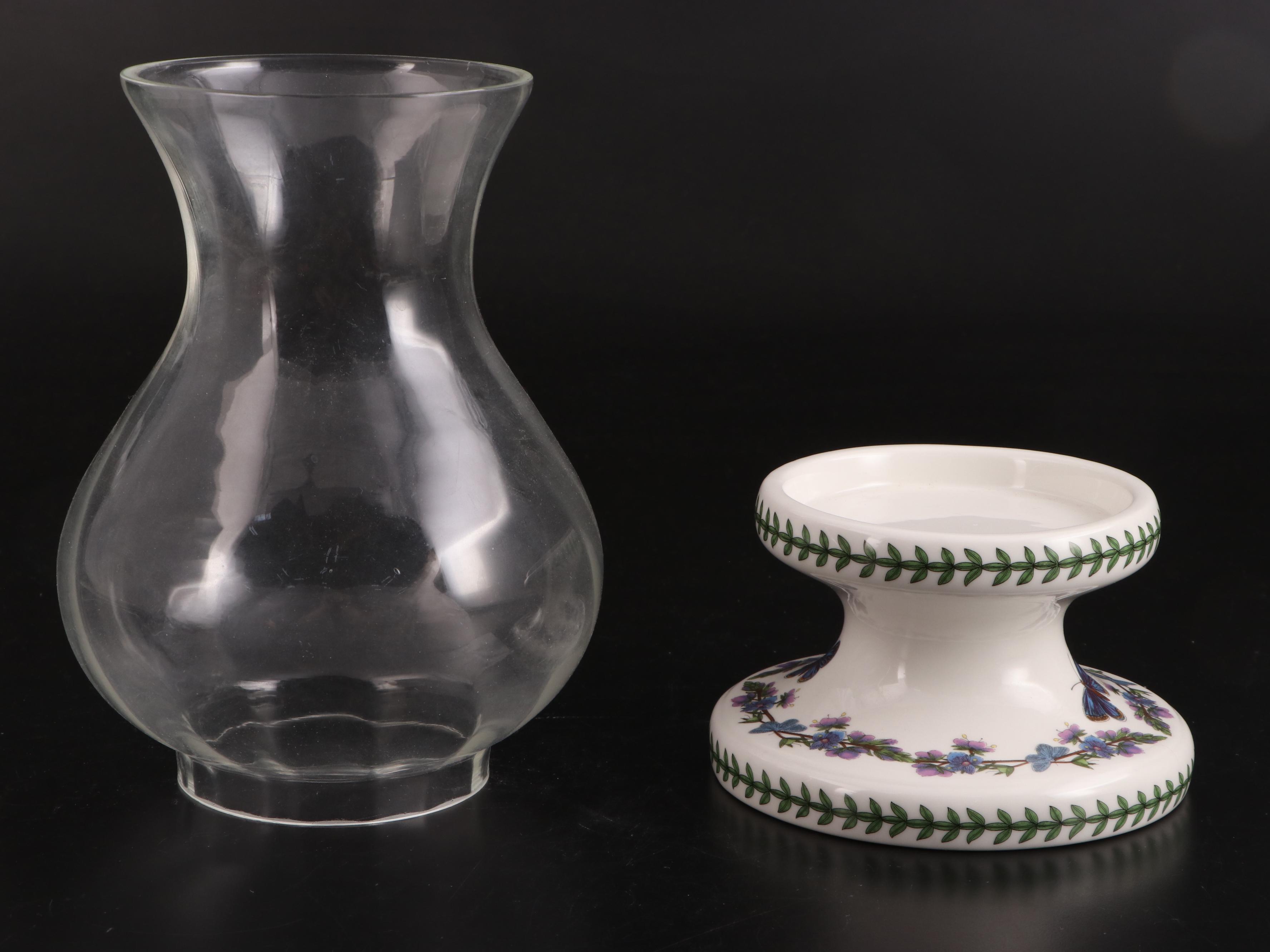 Portmeirion "Botanic Garden" Hurricane Lamp with Hand-Painted Coffee Set