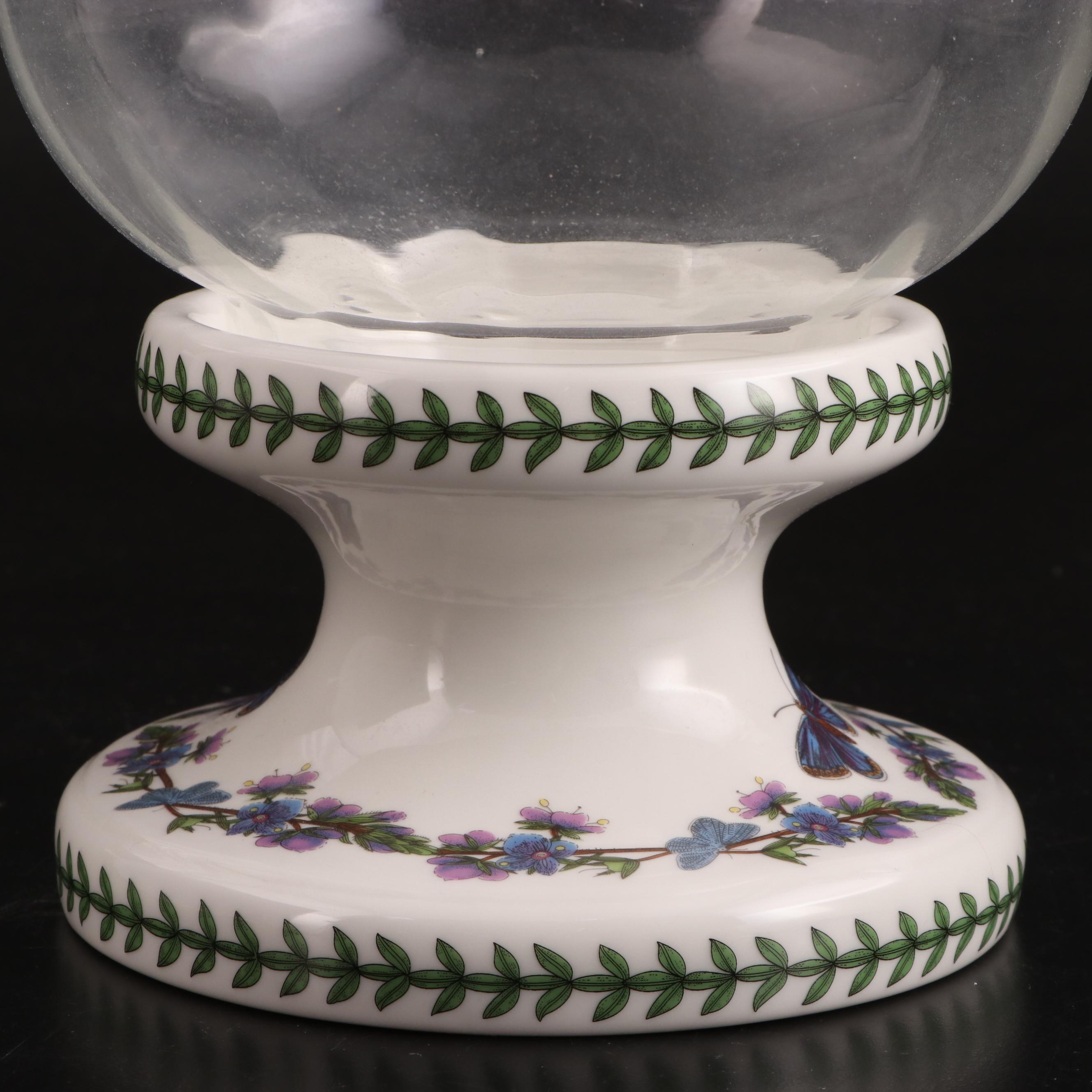 Portmeirion "Botanic Garden" Hurricane Lamp with Hand-Painted Coffee Set