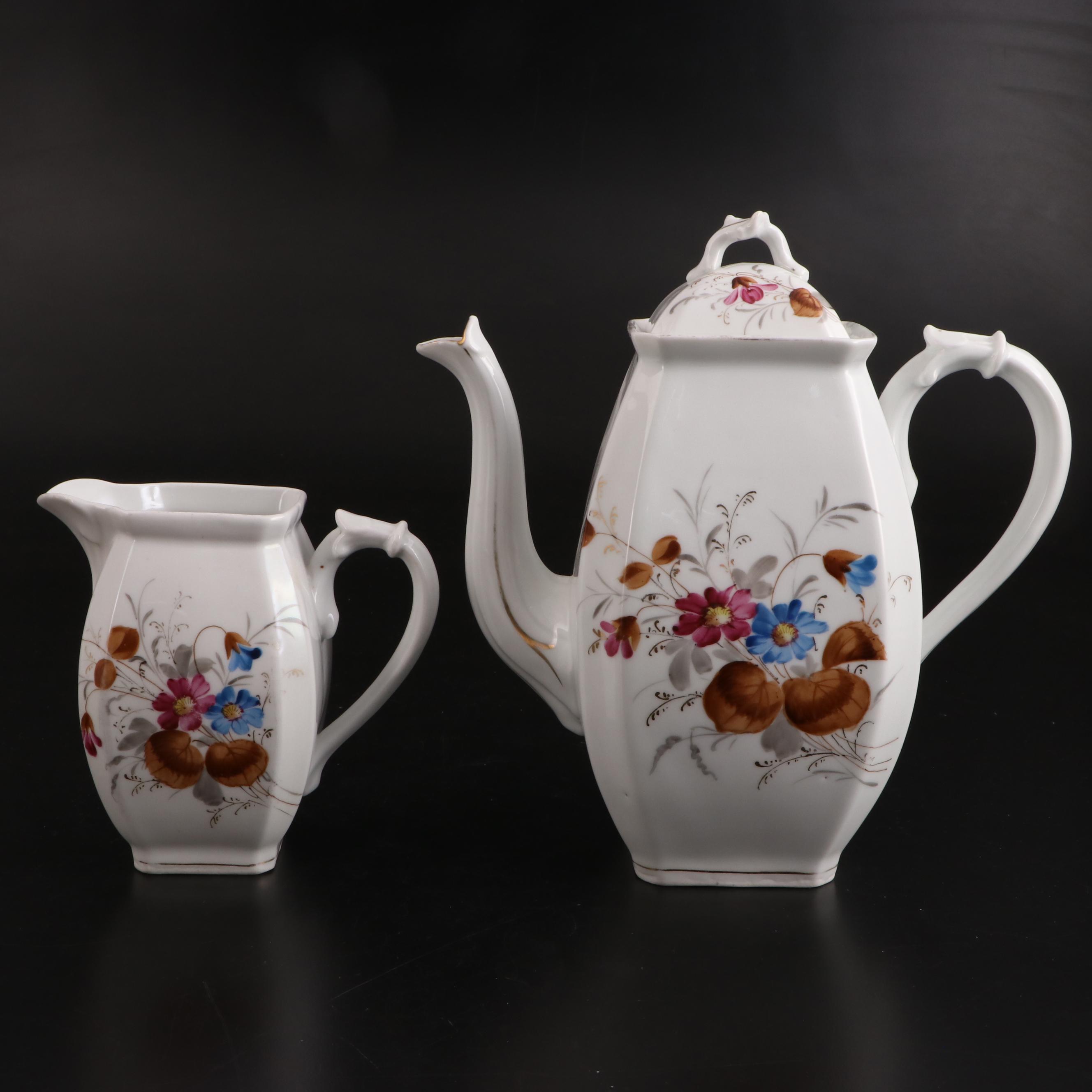 Portmeirion "Botanic Garden" Hurricane Lamp with Hand-Painted Coffee Set