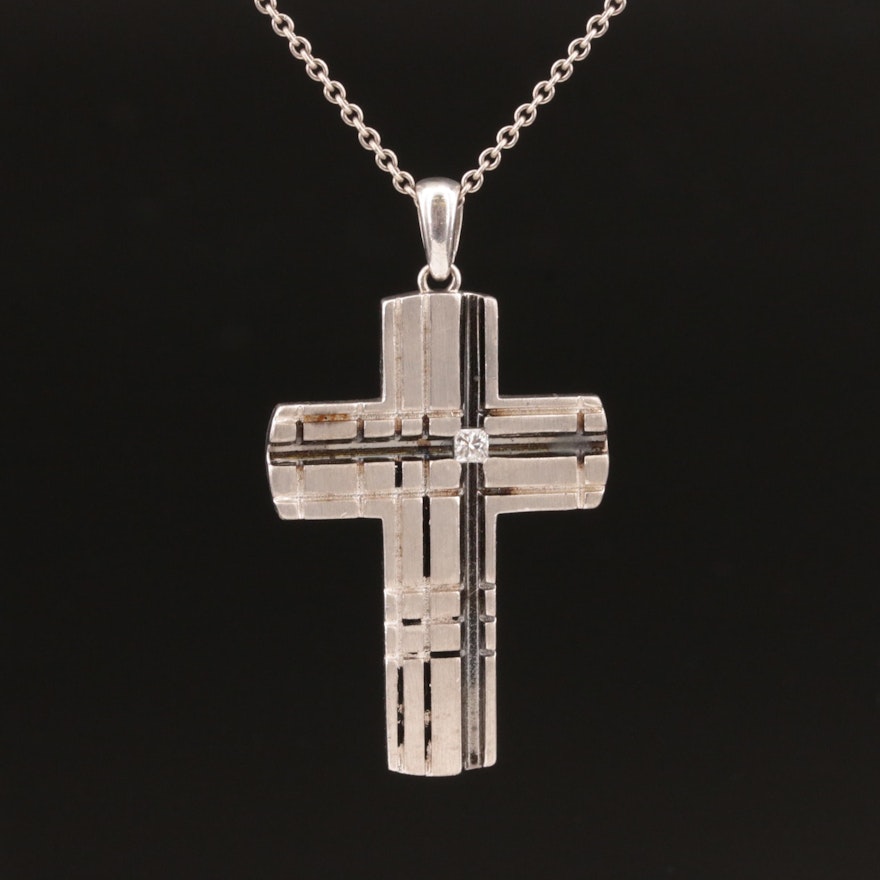 Sterling Diamond Cross Necklace