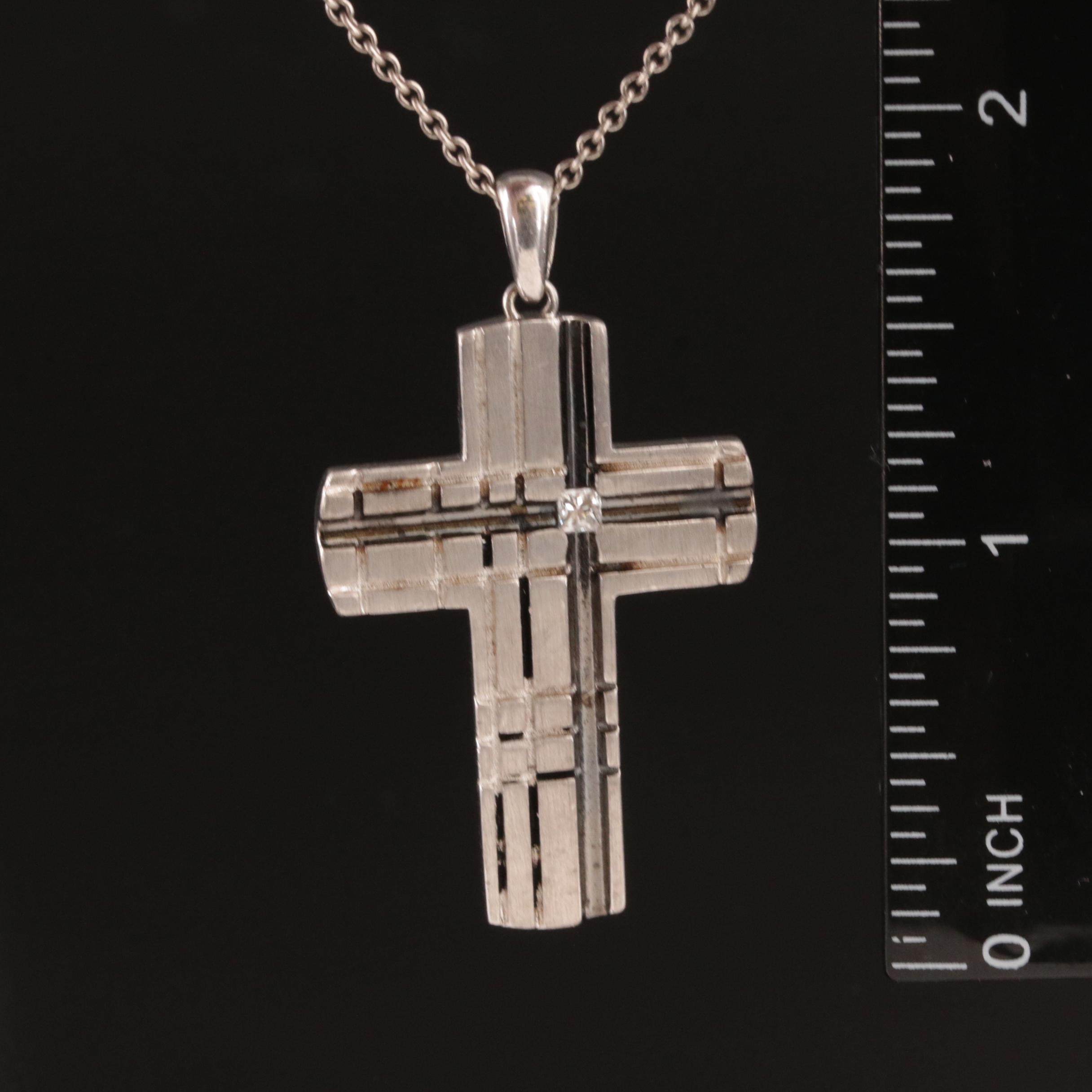 Sterling Diamond Cross Necklace