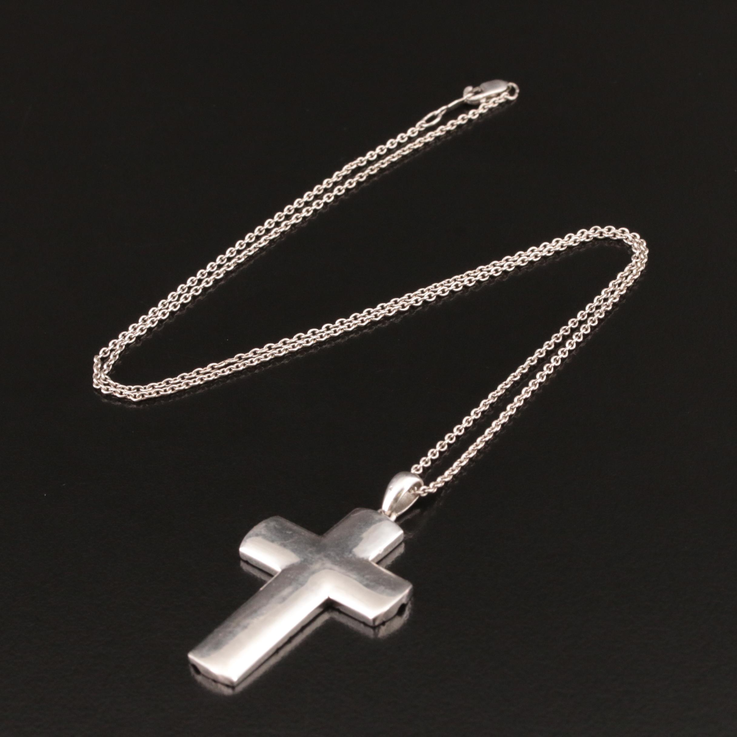 Sterling Diamond Cross Necklace