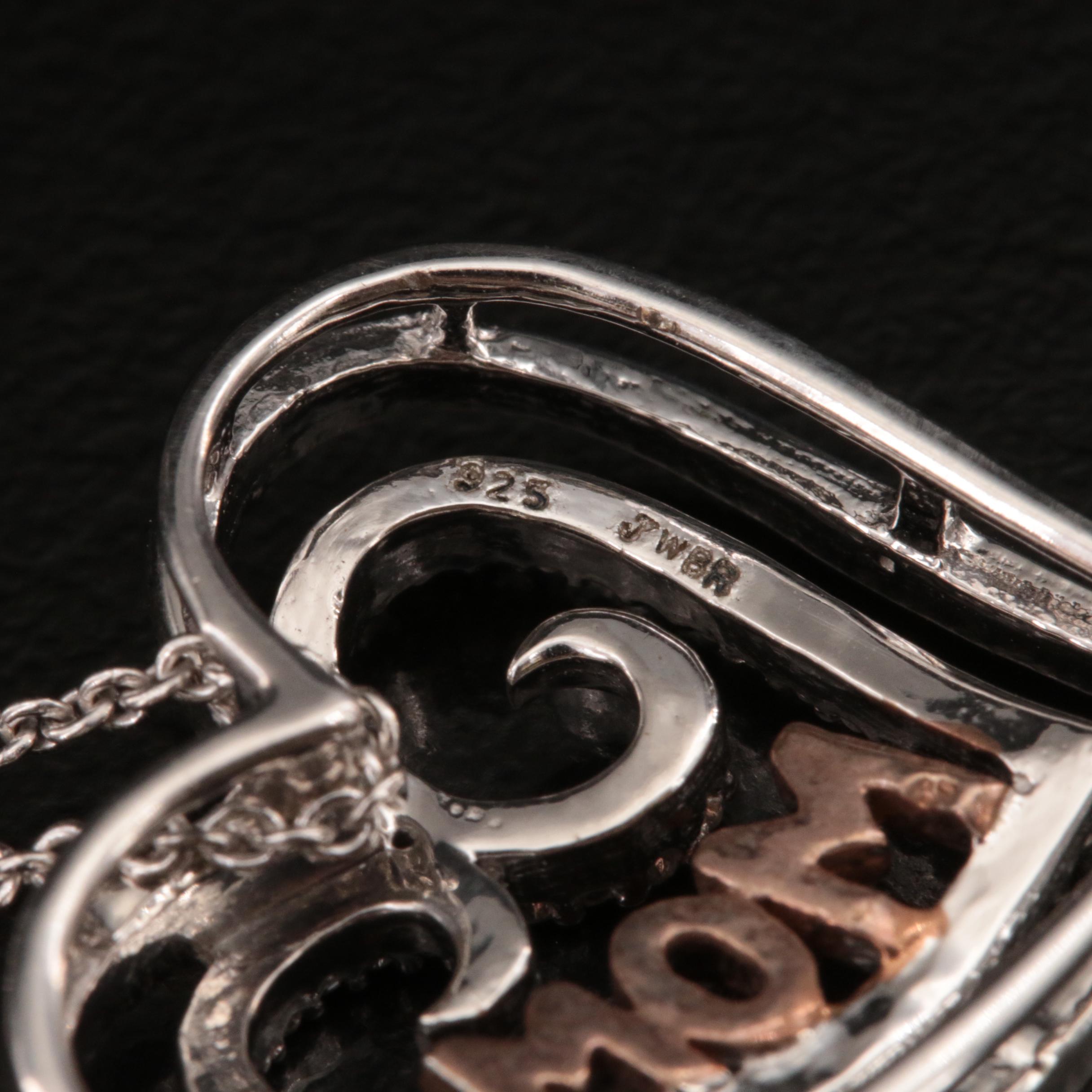 Sterling Diamond "Mom" Heart Pendant Necklace