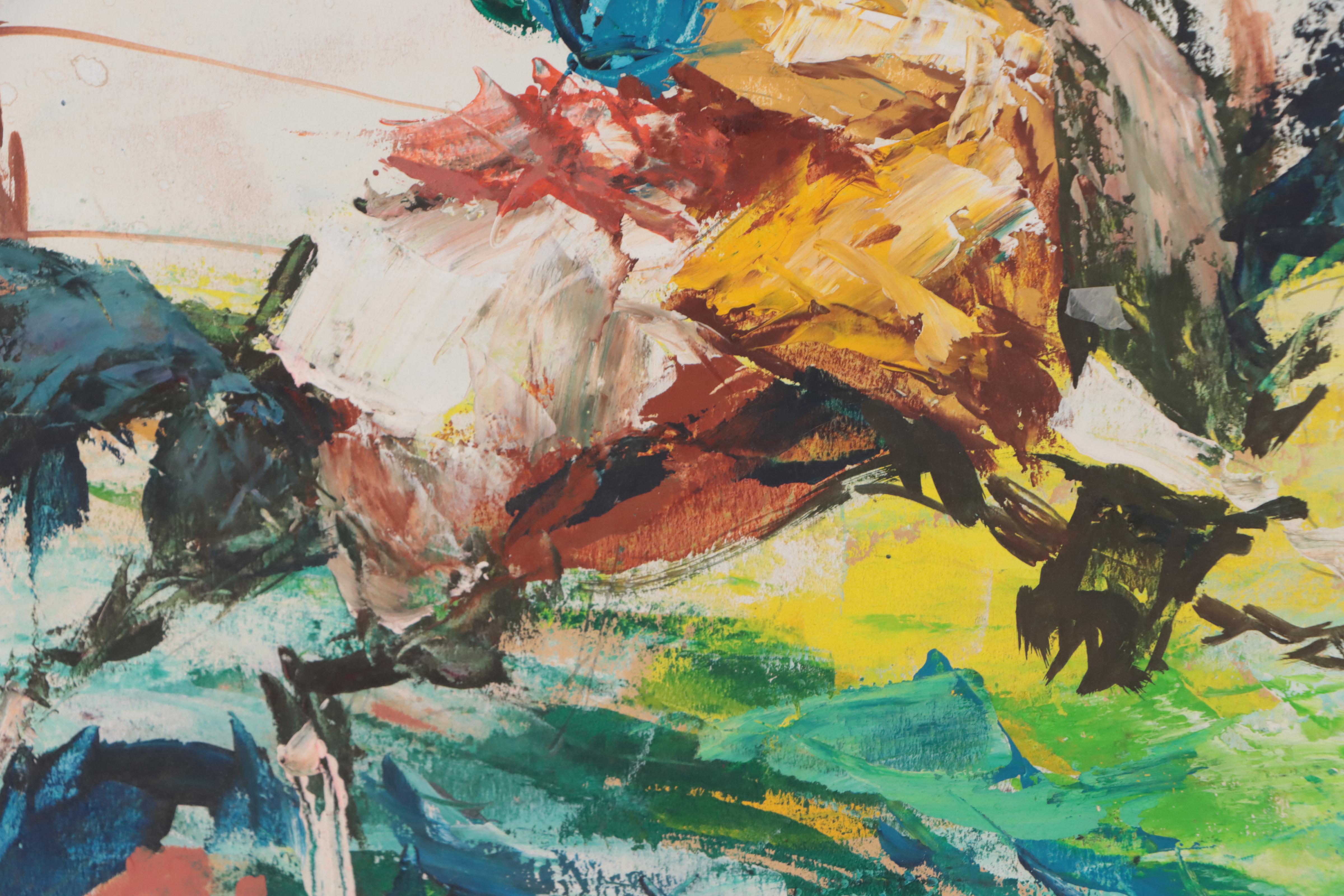 Alberto Ruiz-Vela Oil Painting of Rodeo Scene