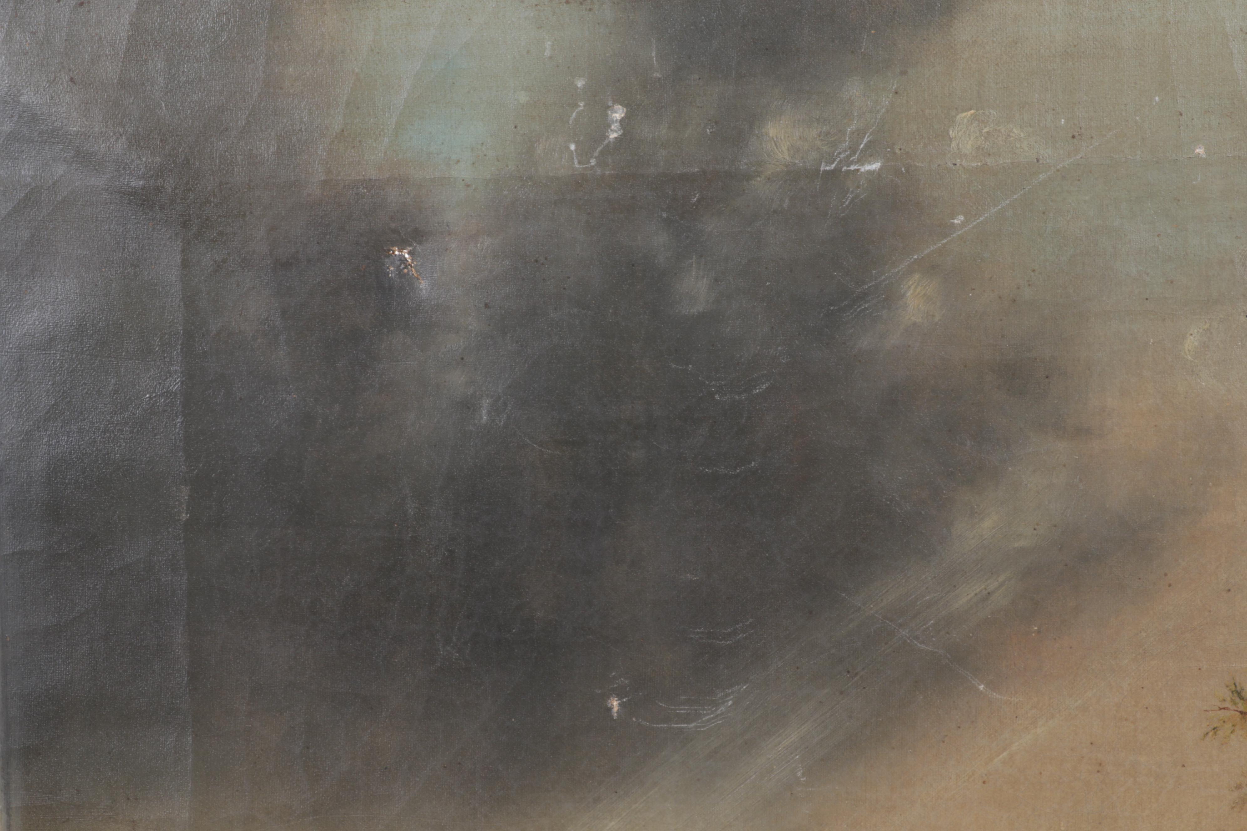 Tonalist Landscape Oil Painting of Cow Grazing by Rural Path, Late 19th Century