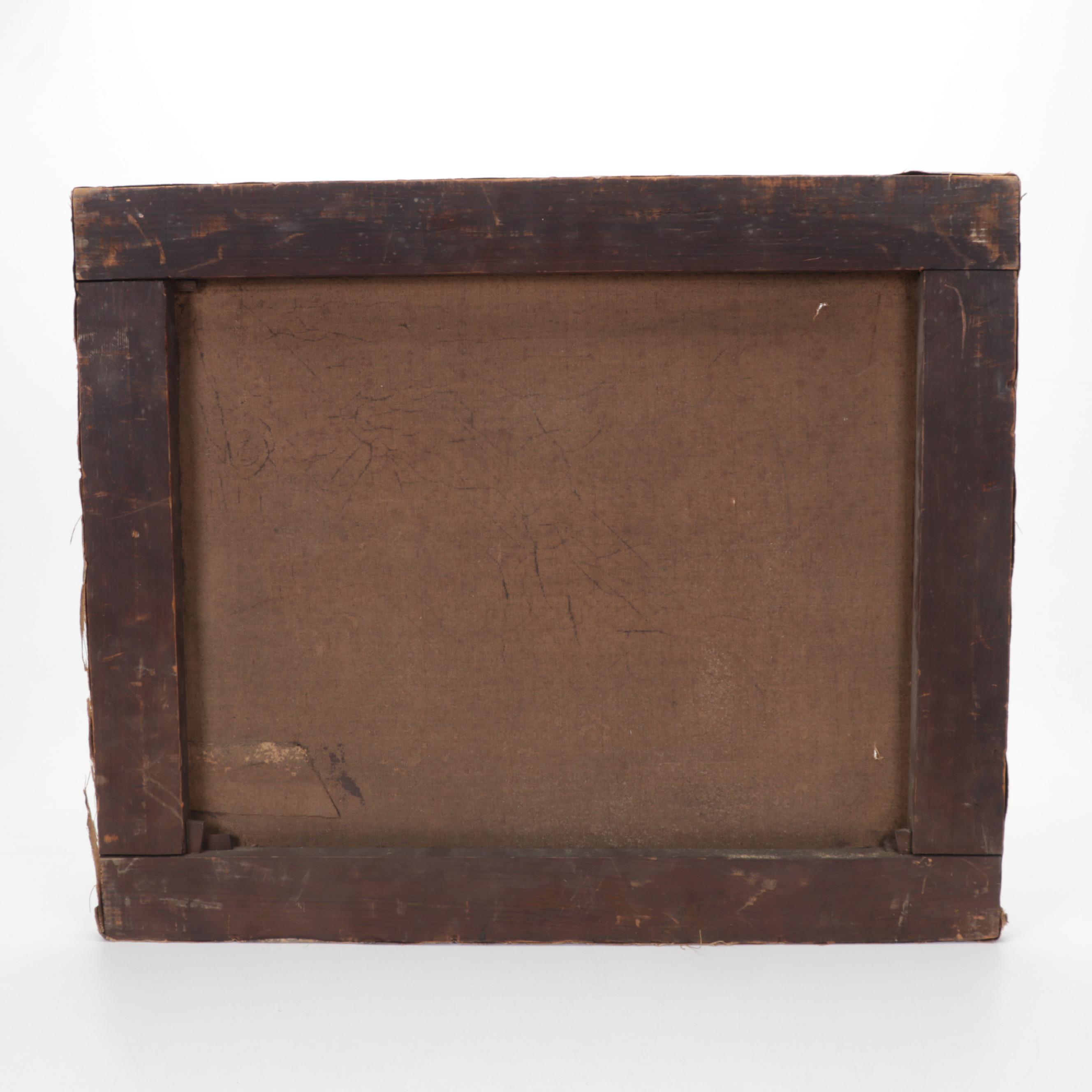 Tonalist Landscape Oil Painting of Cow Grazing by Rural Path, Late 19th Century