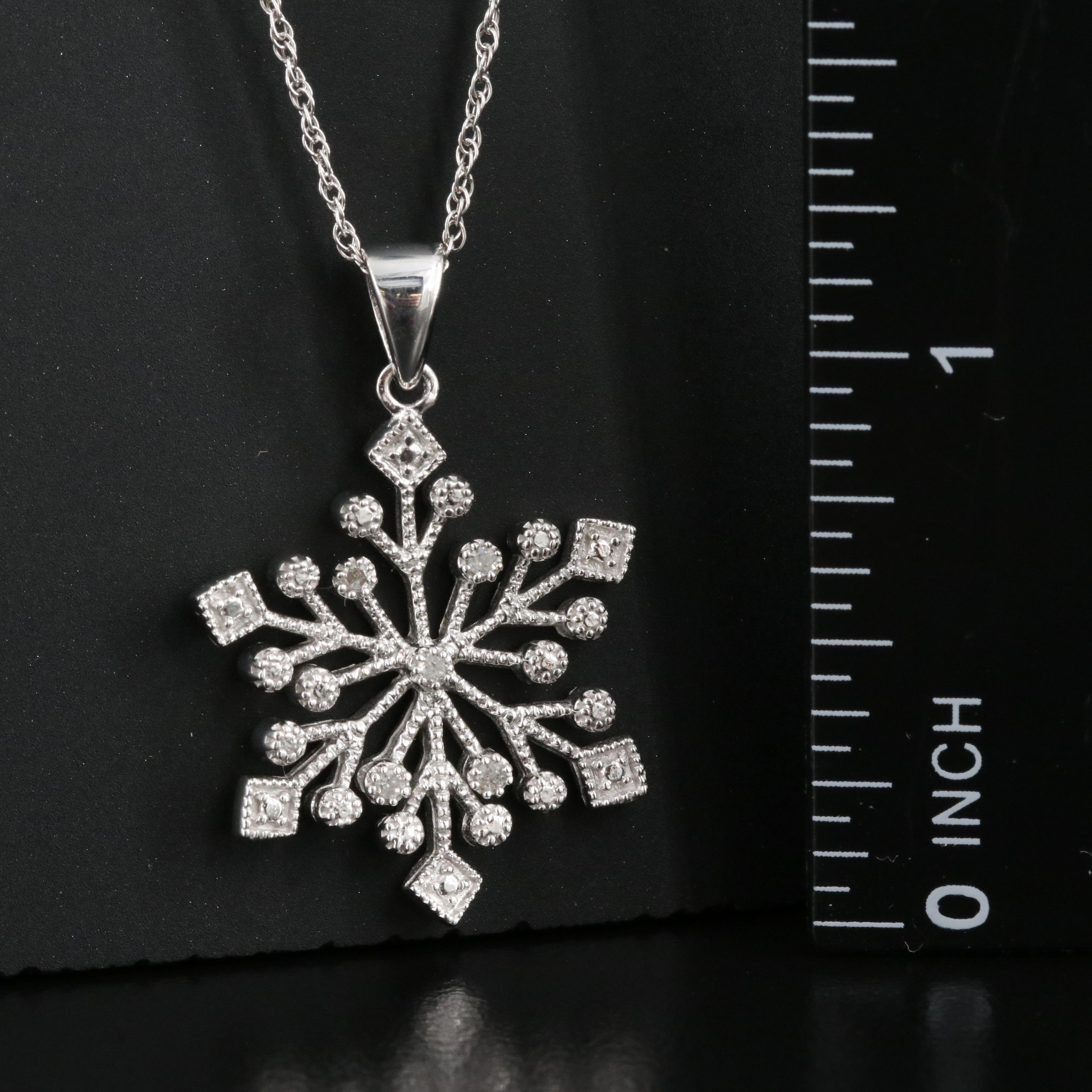 Sterling Diamond Snowflake Pendant Necklace