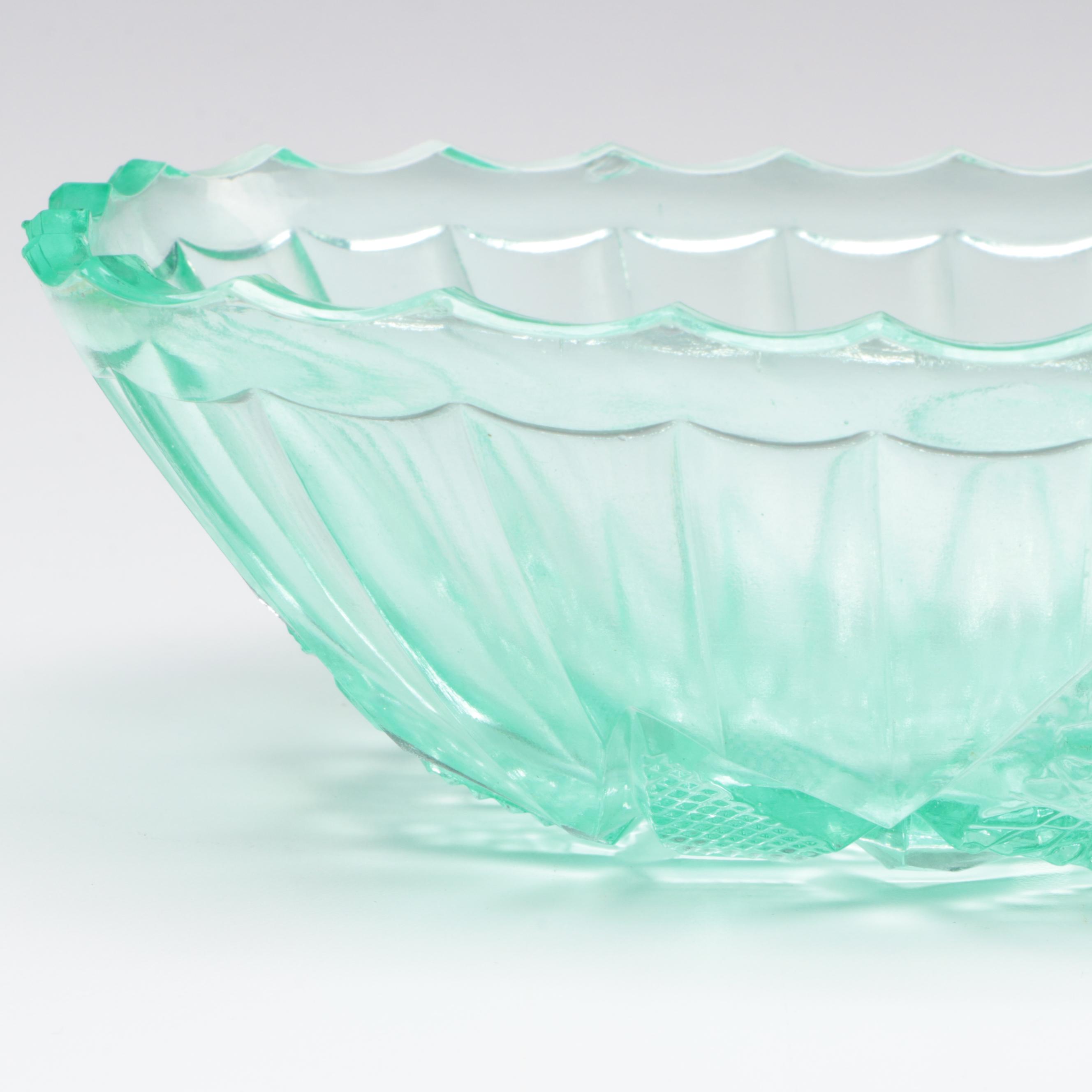 Westmoreland "Woolworth" Sugar Bowl and Other Green Glass Tableware, 20th C.