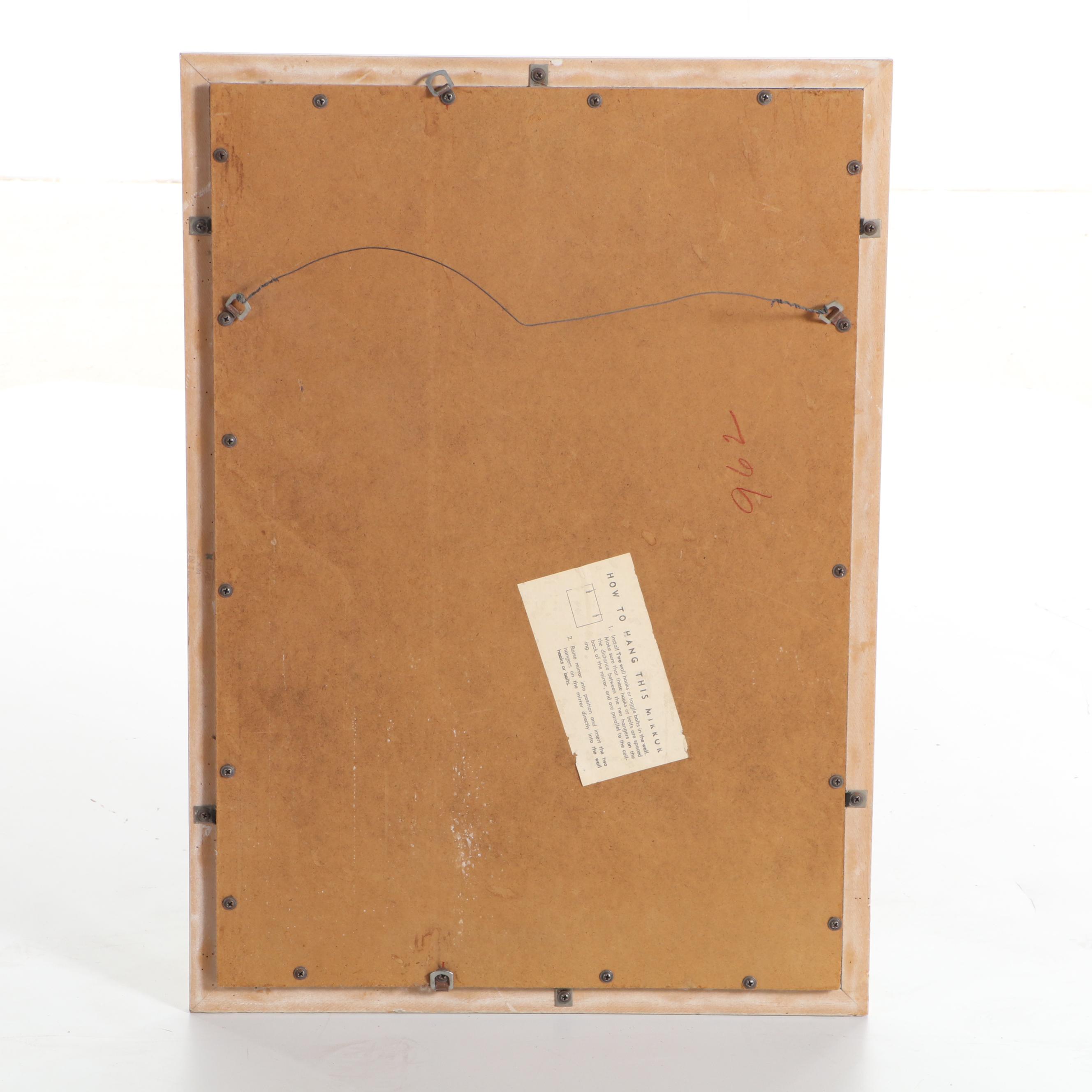 Cream-Painted Faus Bamboo Wall Mirror, Mid to Late 20th Century