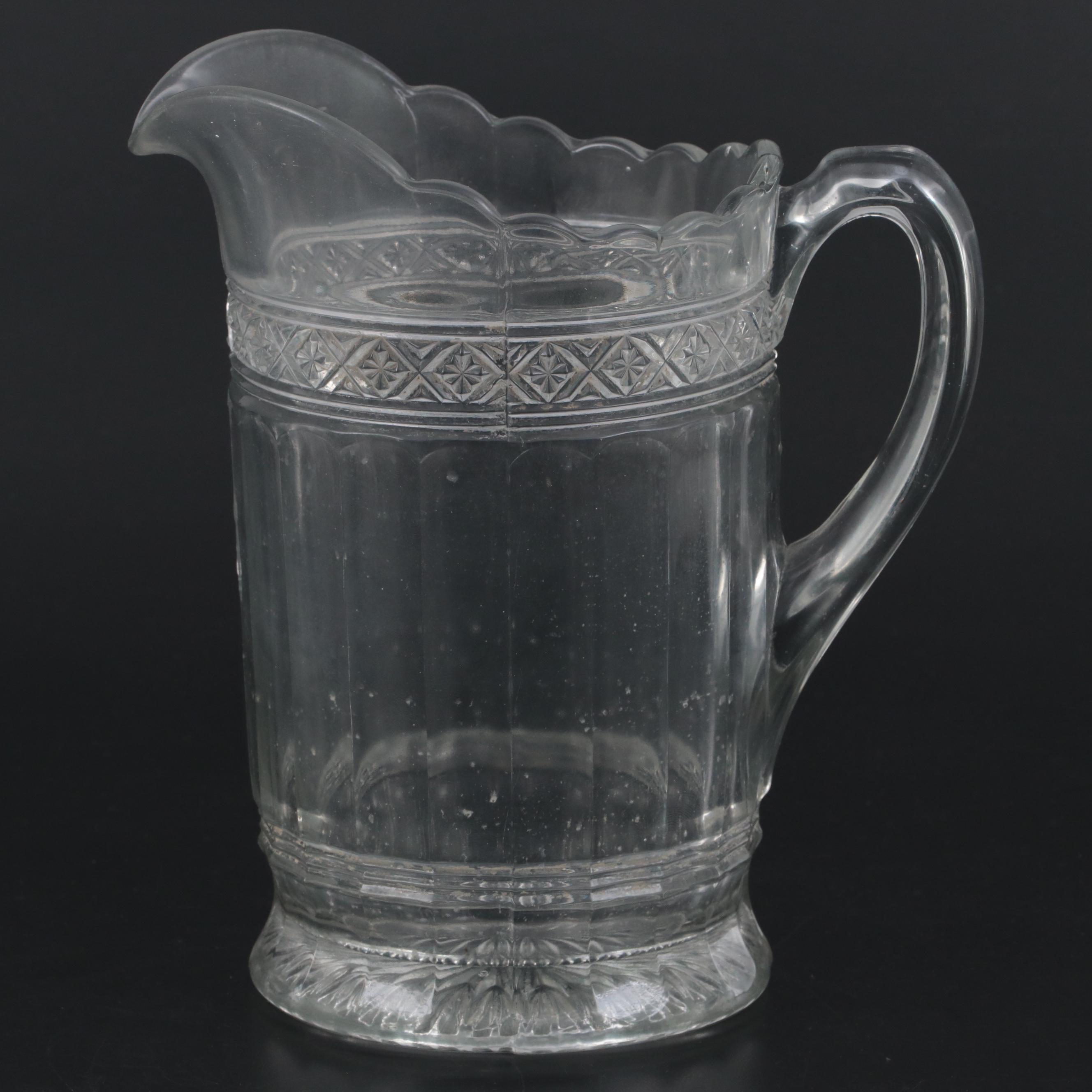 Pressed Glass Pitcher and Tumblers, 20th Century