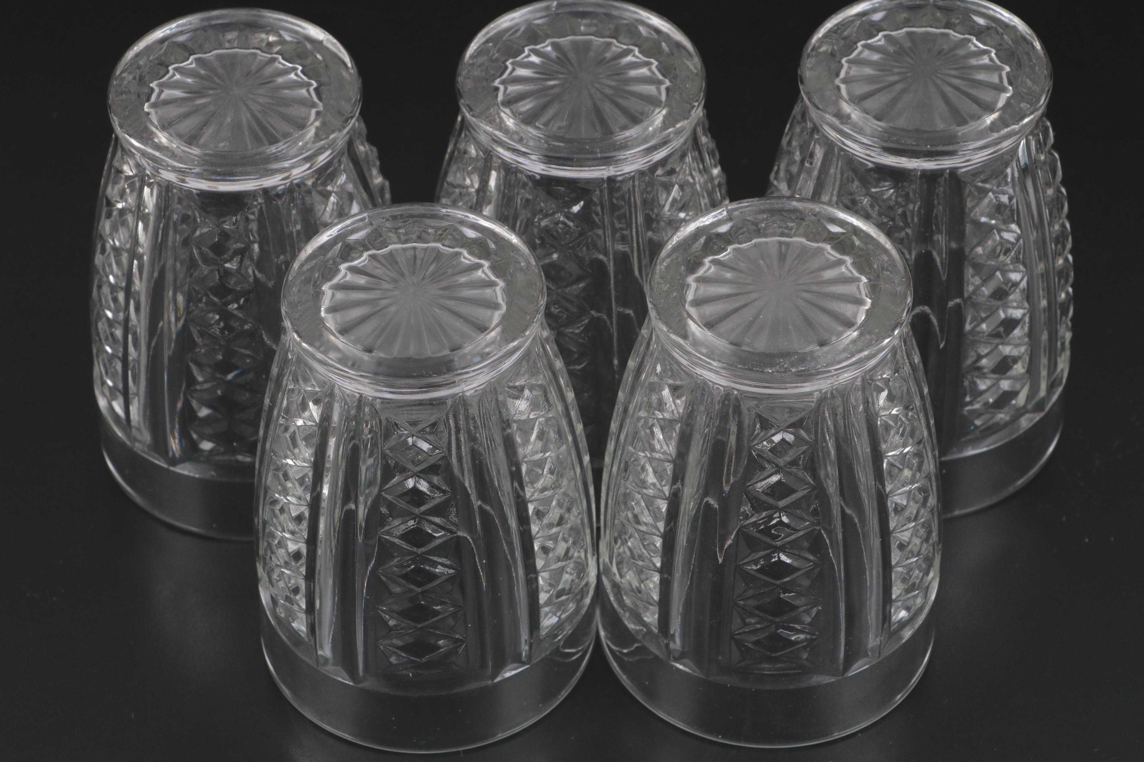Pressed Glass Pitcher and Tumblers, 20th Century