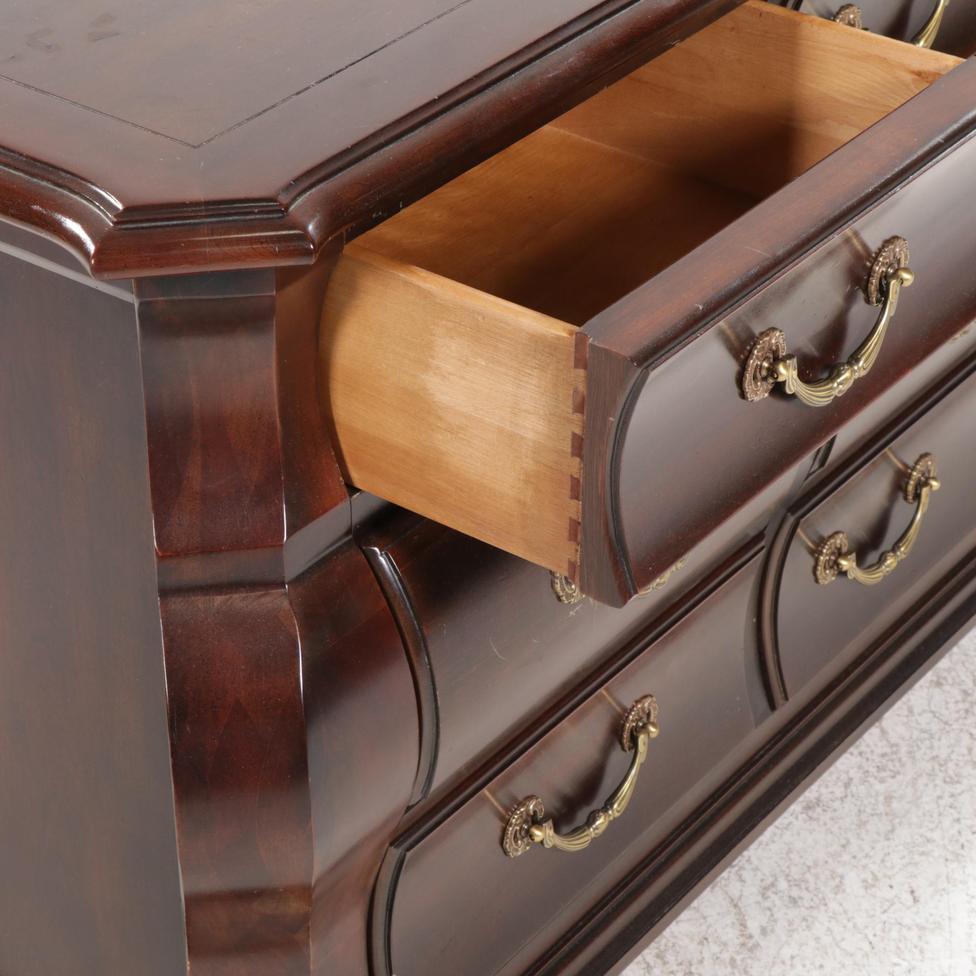 Century Furniture Bombe Style Walnut Dresser, Late 20th to 21st Century