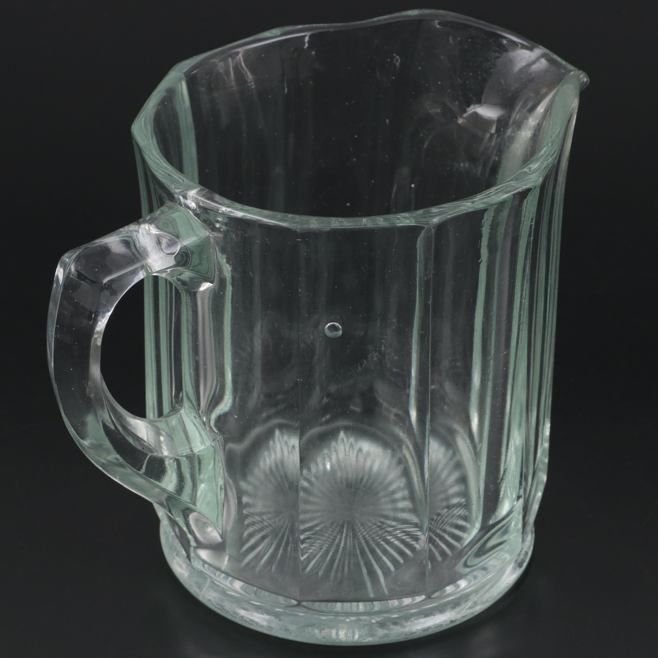 Waffle Cut Optic Glass Tumblers and Other Pitcher, 20th Century