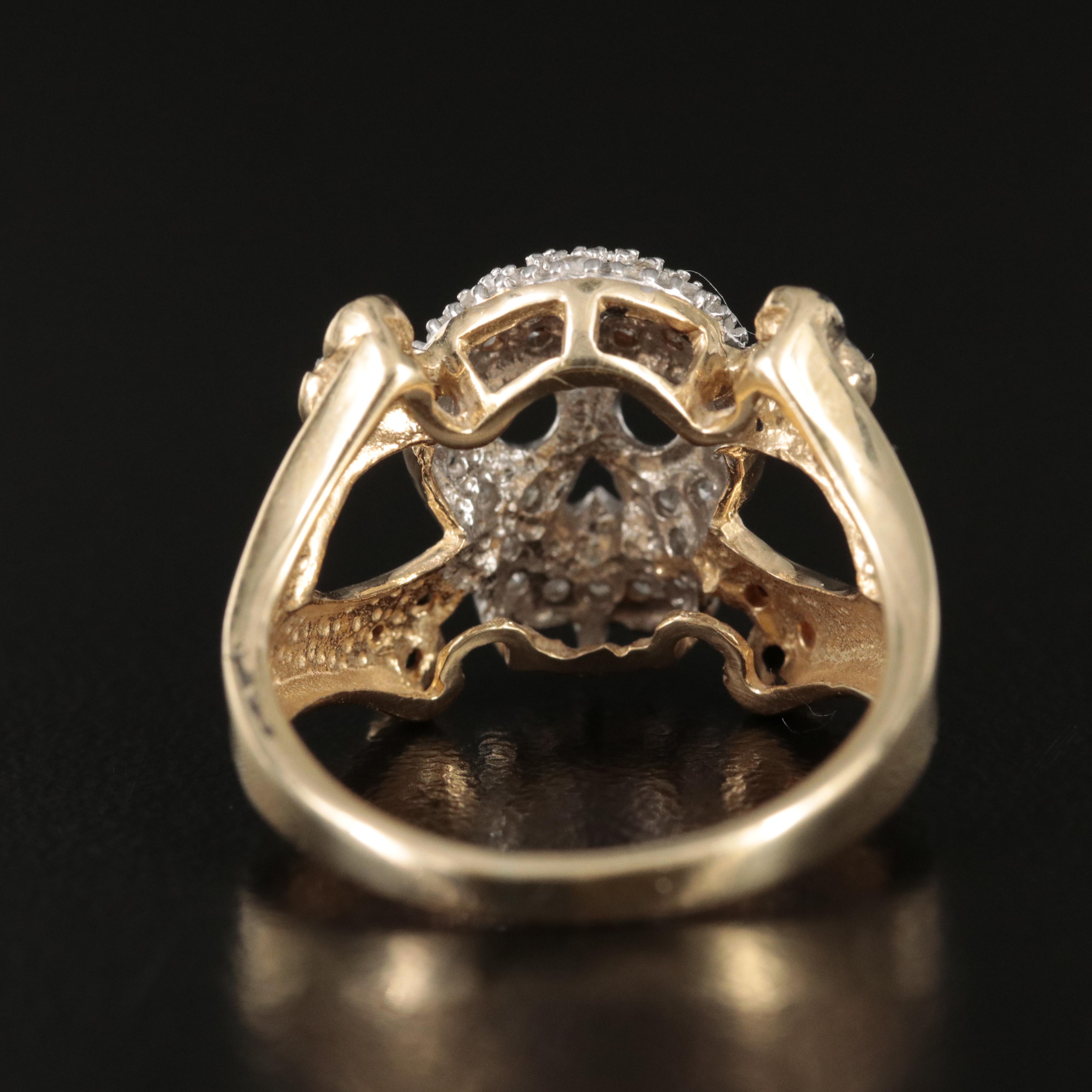 10K Diamond Skull and Crossbones Ring
