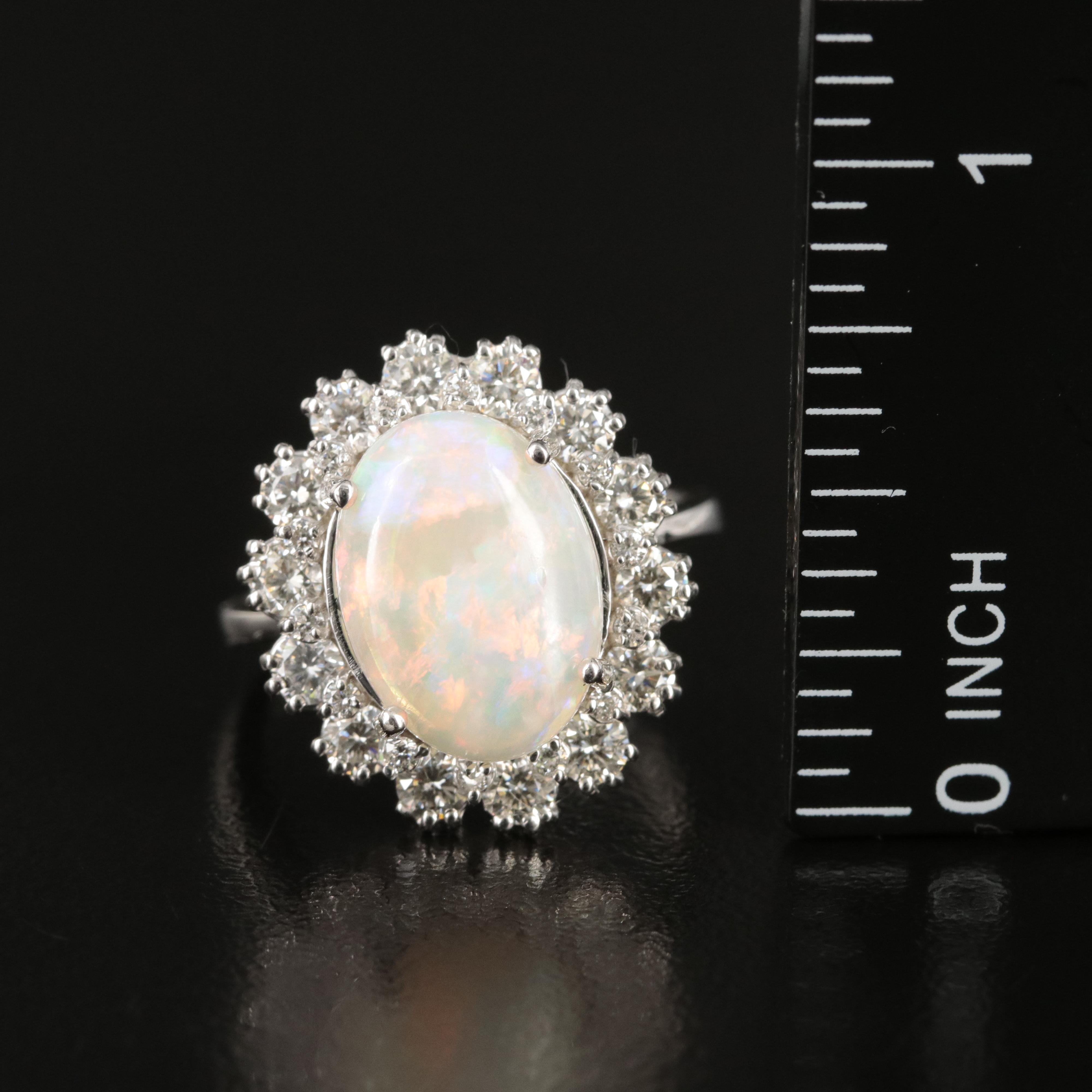 Vintage 14K Opal and 1.47 CTW Diamond Ring