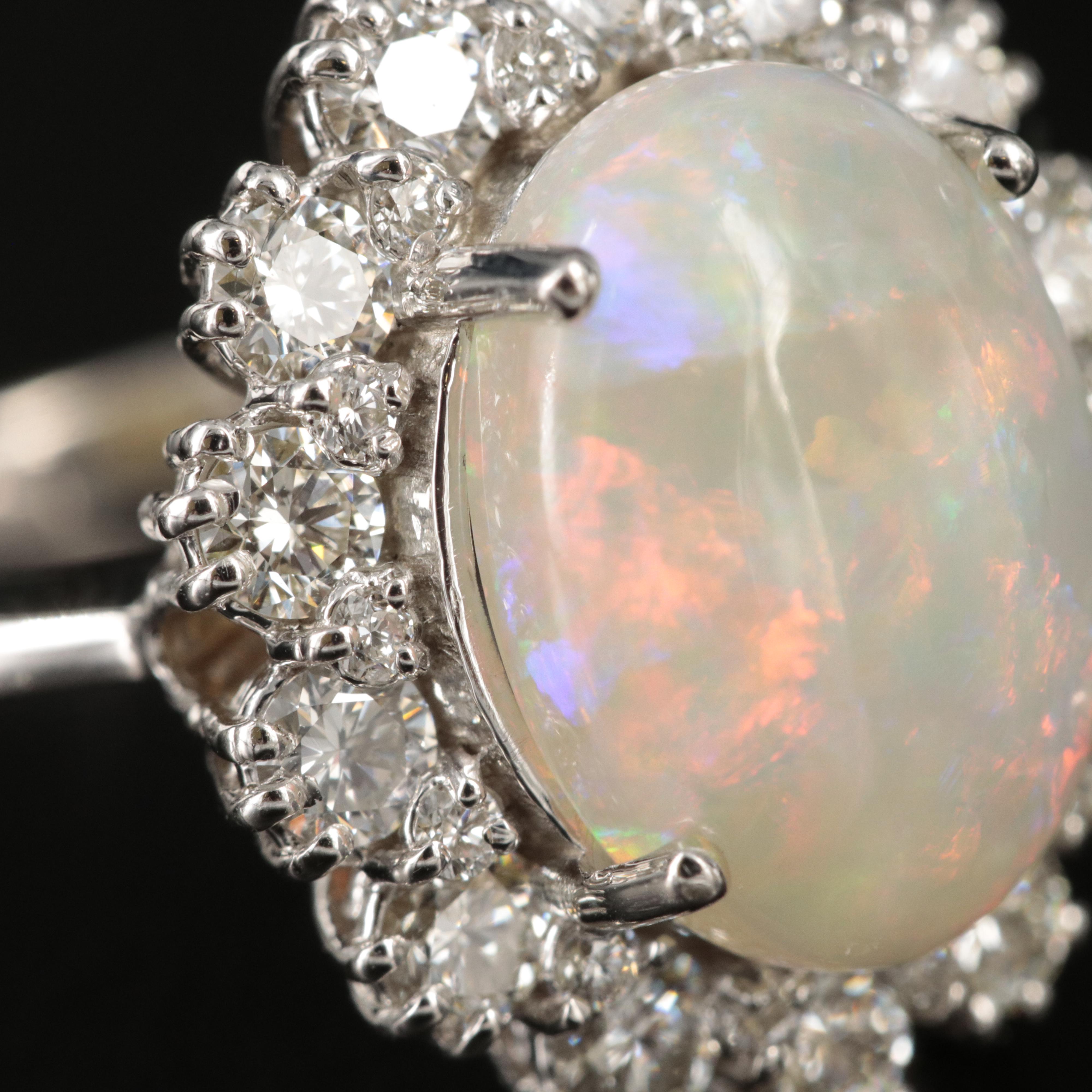 Vintage 14K Opal and 1.47 CTW Diamond Ring
