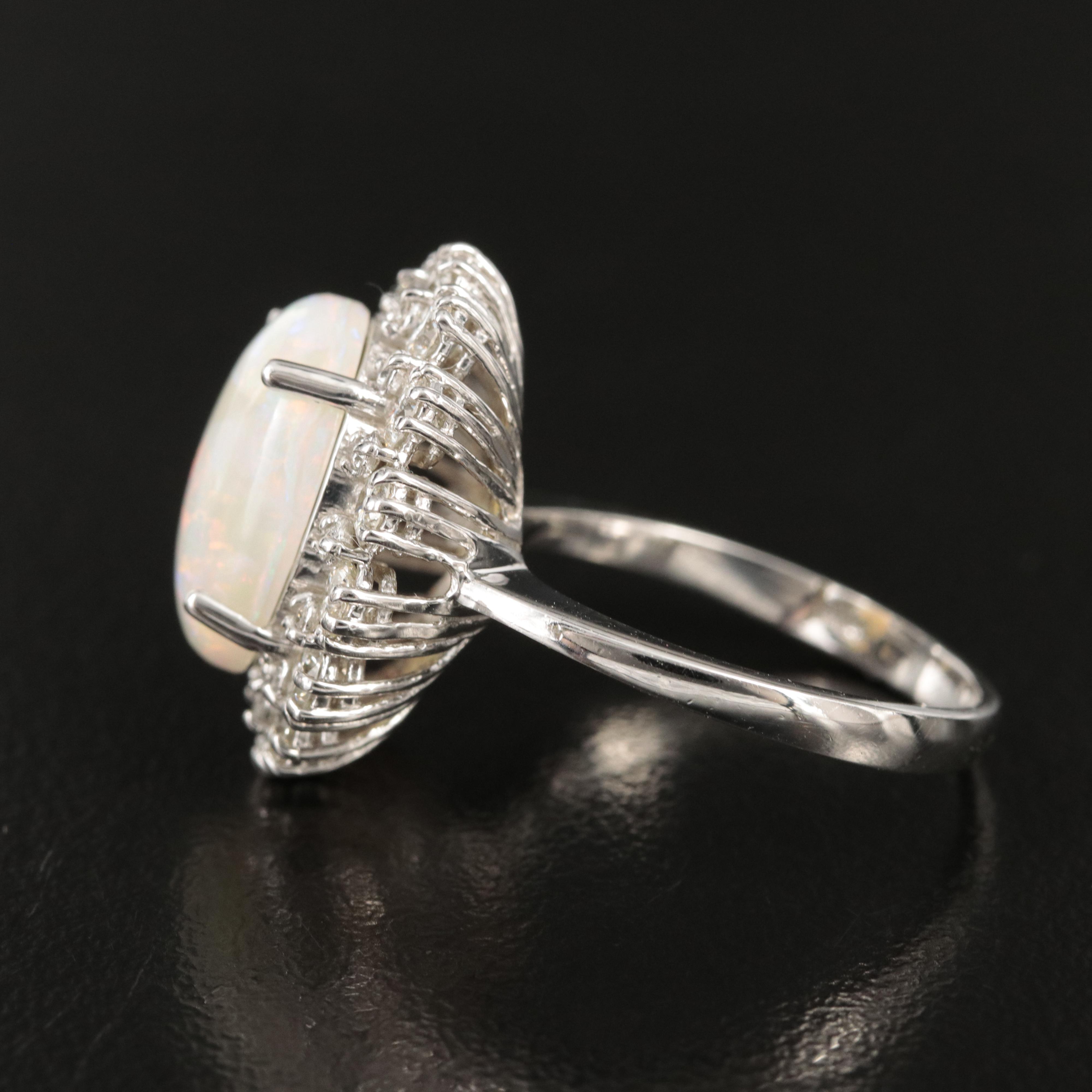 Vintage 14K Opal and 1.47 CTW Diamond Ring