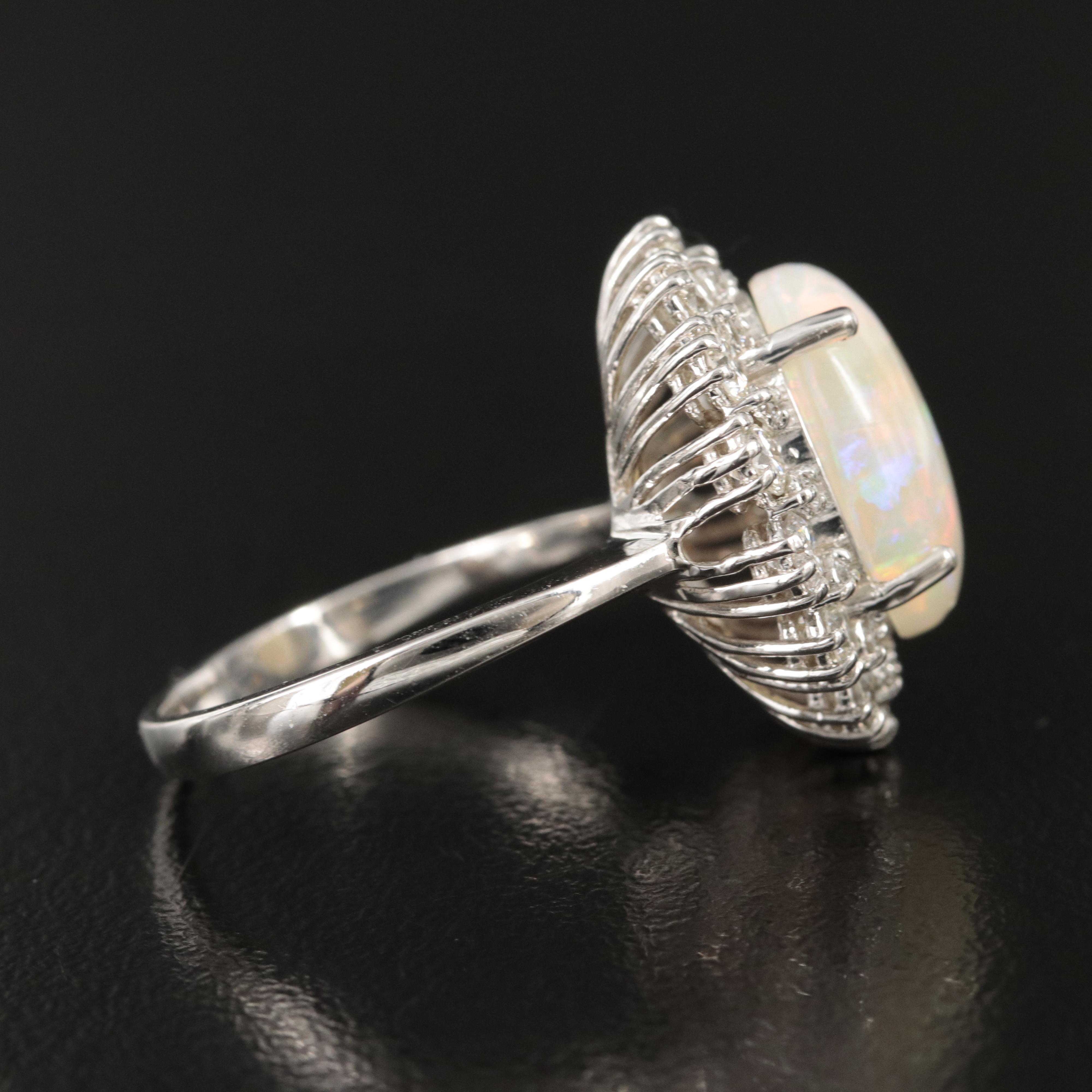 Vintage 14K Opal and 1.47 CTW Diamond Ring