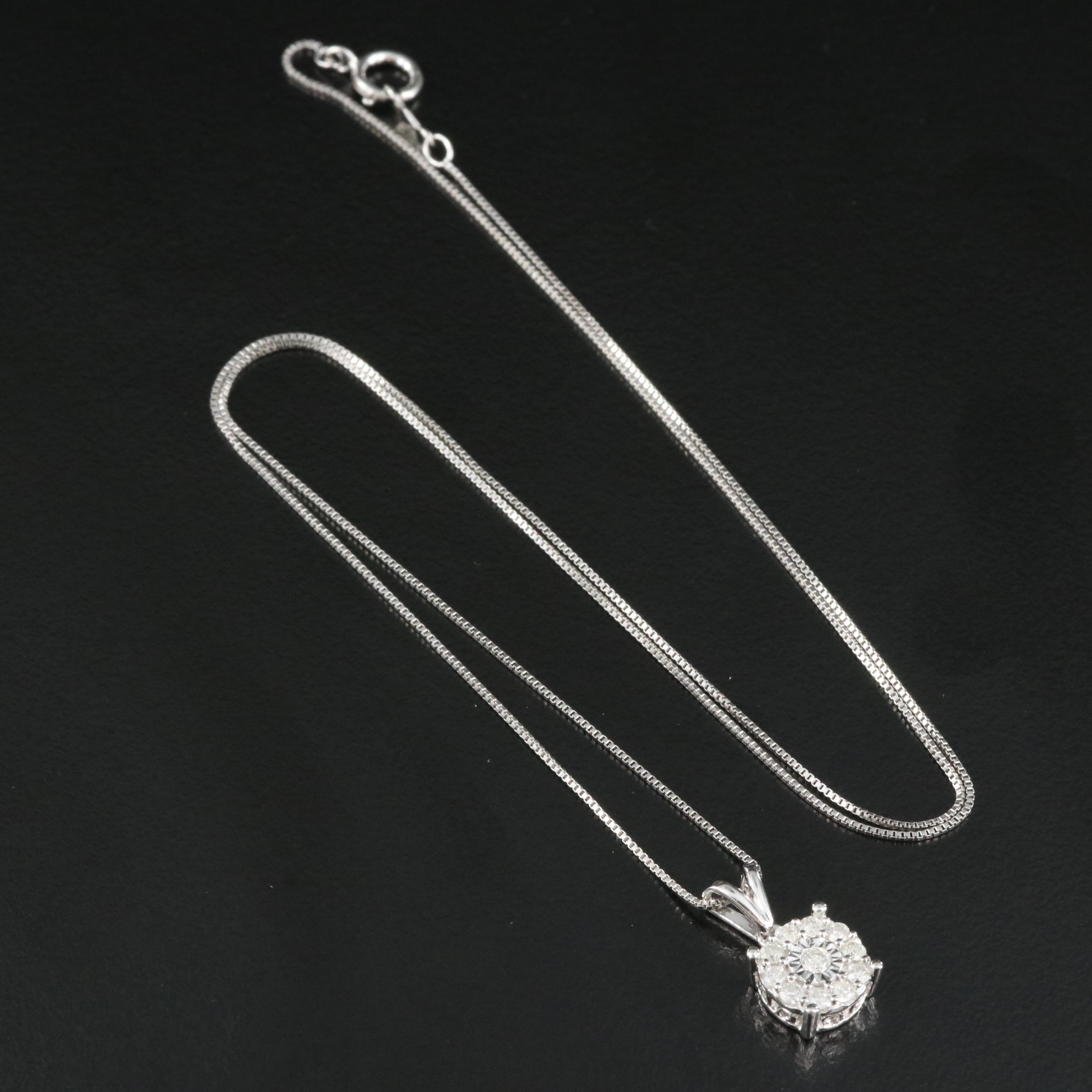 Sterling Diamond Pendant Necklace