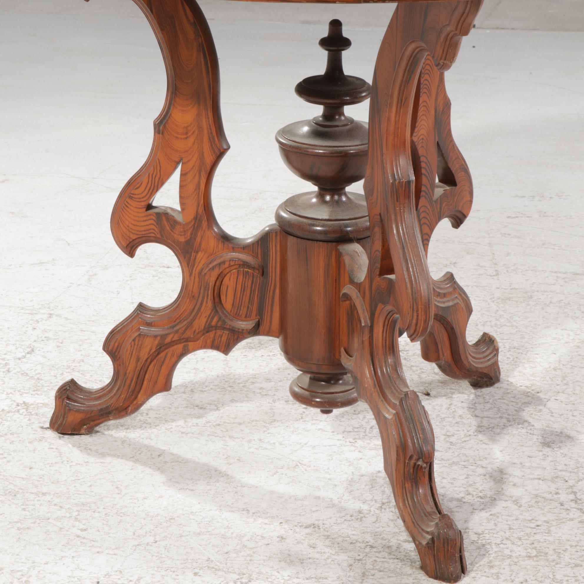 Victorian Grain-Painted Center Table, Late 19th Century