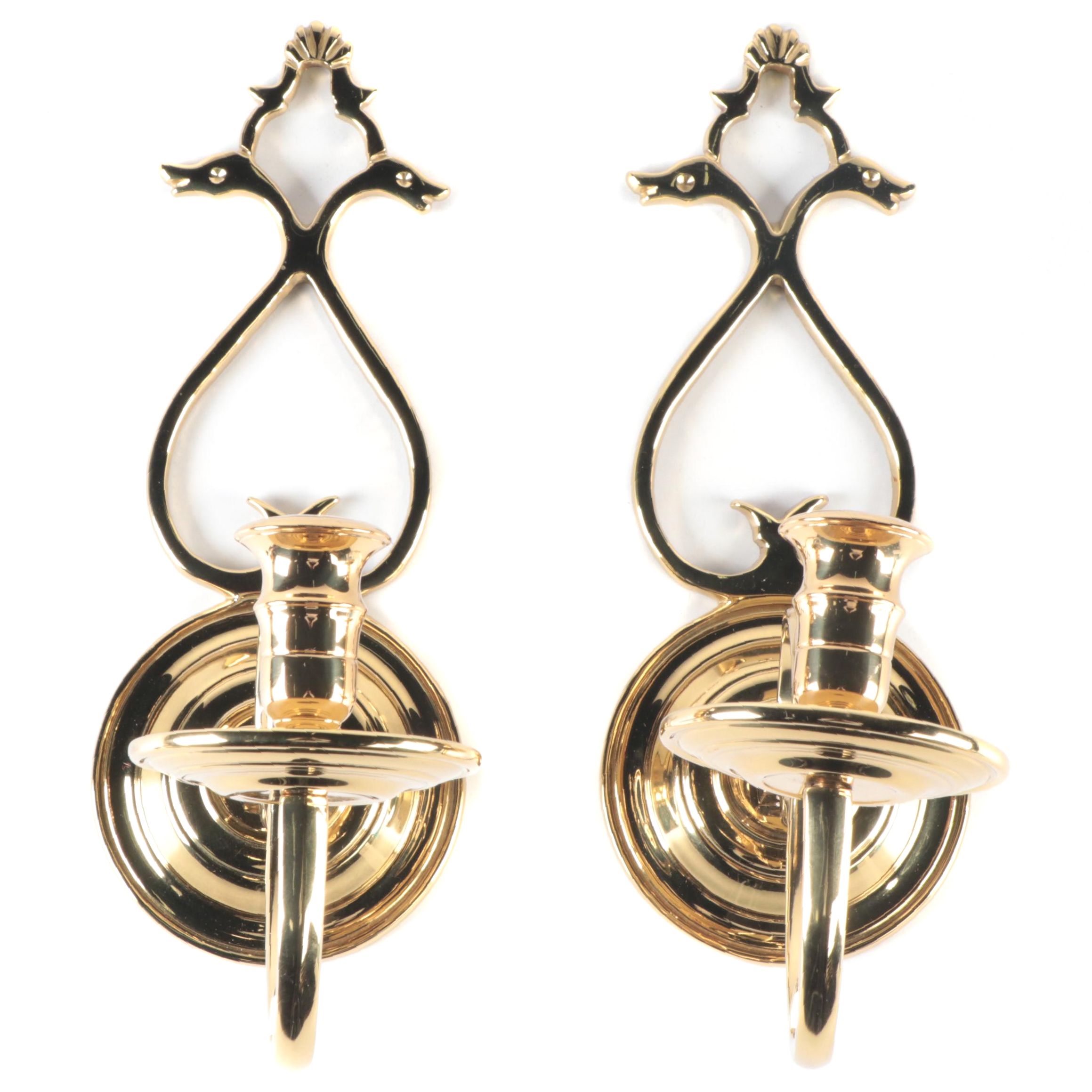 Virginia Metalcrafters Polished Brass Duck Head Candle Scones