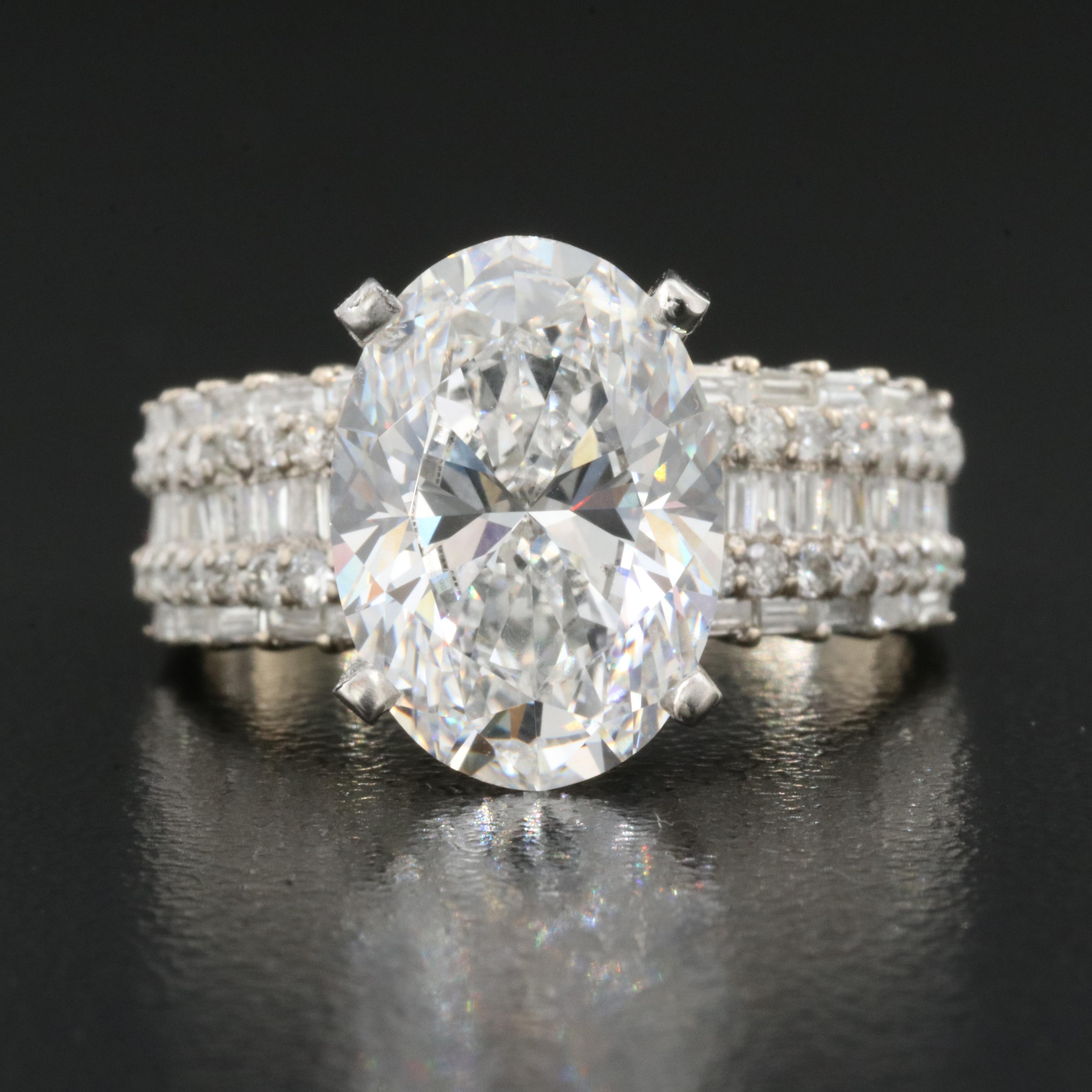18K 5.93 CTW Diamond Ring with IGI Report and Platinum Head