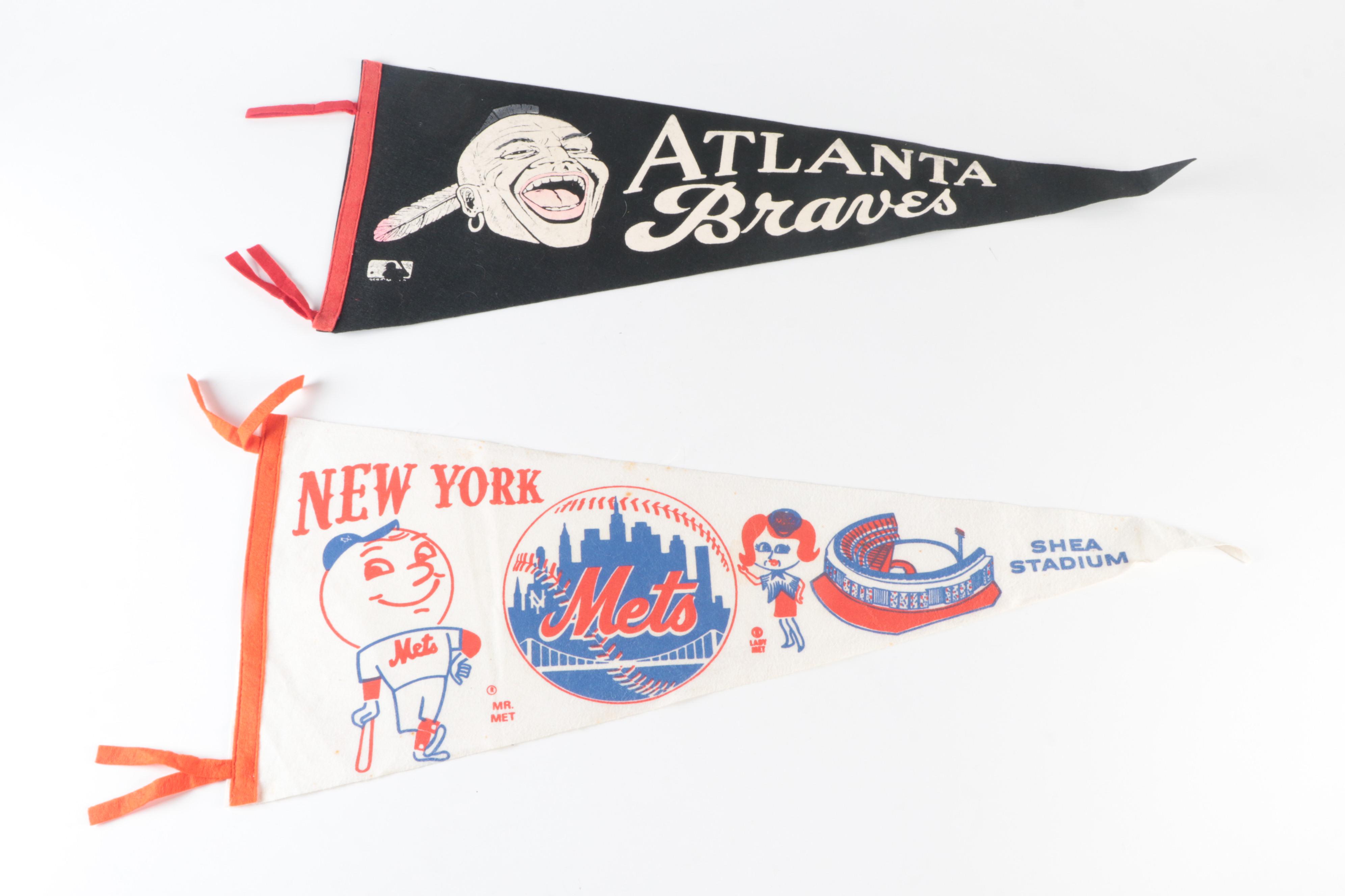 Notre Dame, L.A. Lakers, N.Y. Mets and Atlanta Braves Pennants, Late 20th C.