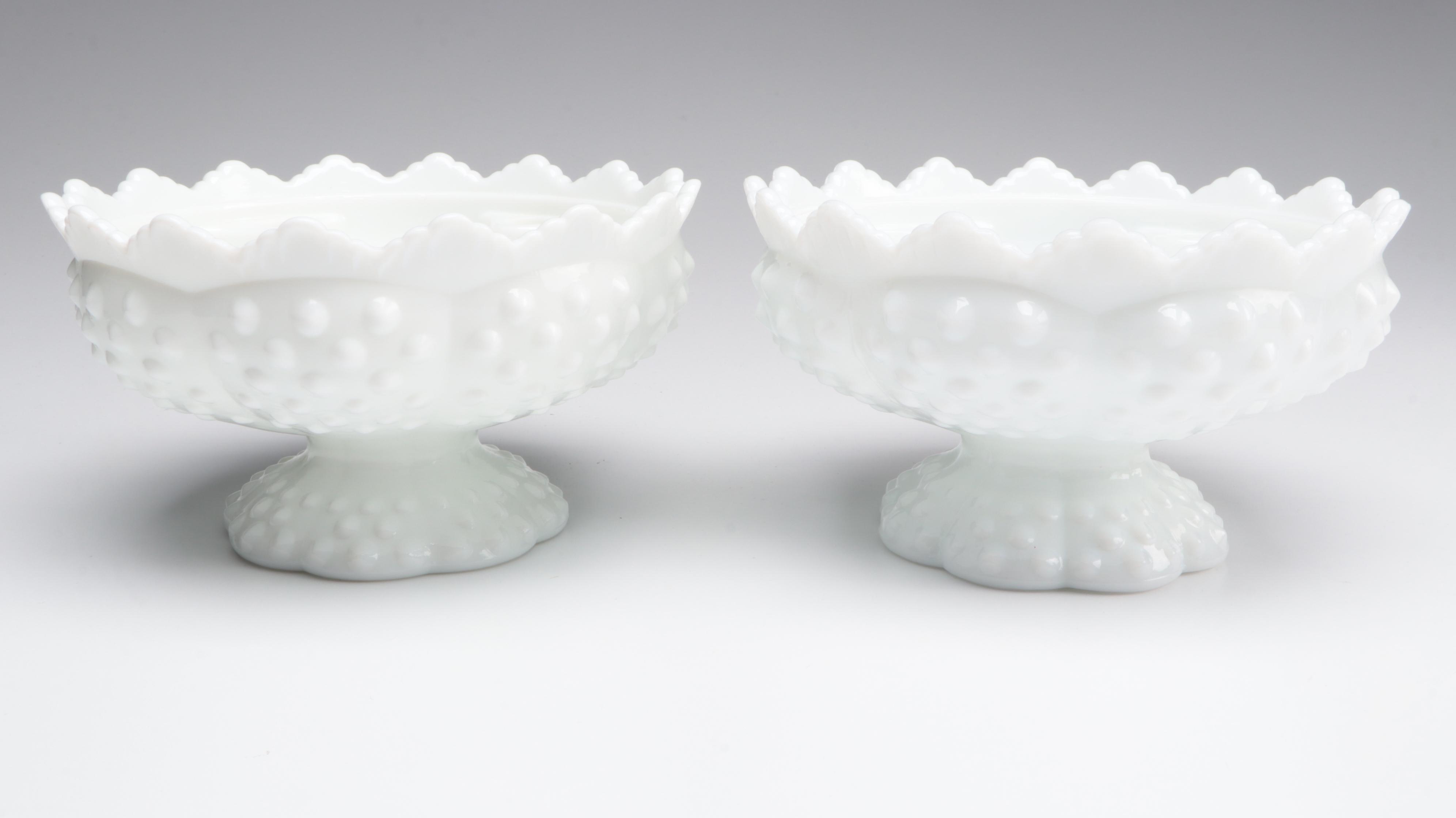 Fenton Milk Glass Centerpiece Candle Holders and Other Moon and Stars Compote