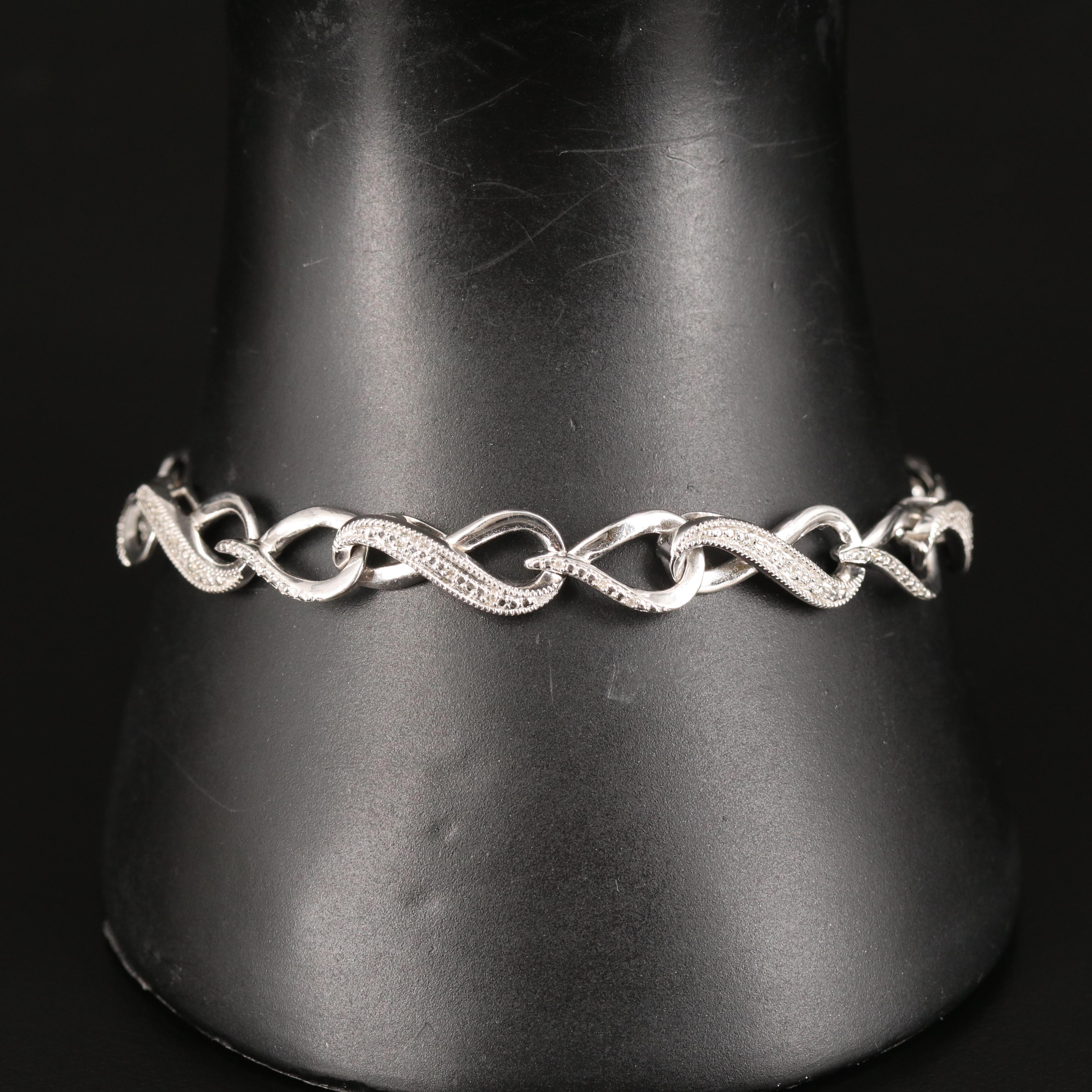 Sterling Diamond Infinity Link Bracelet