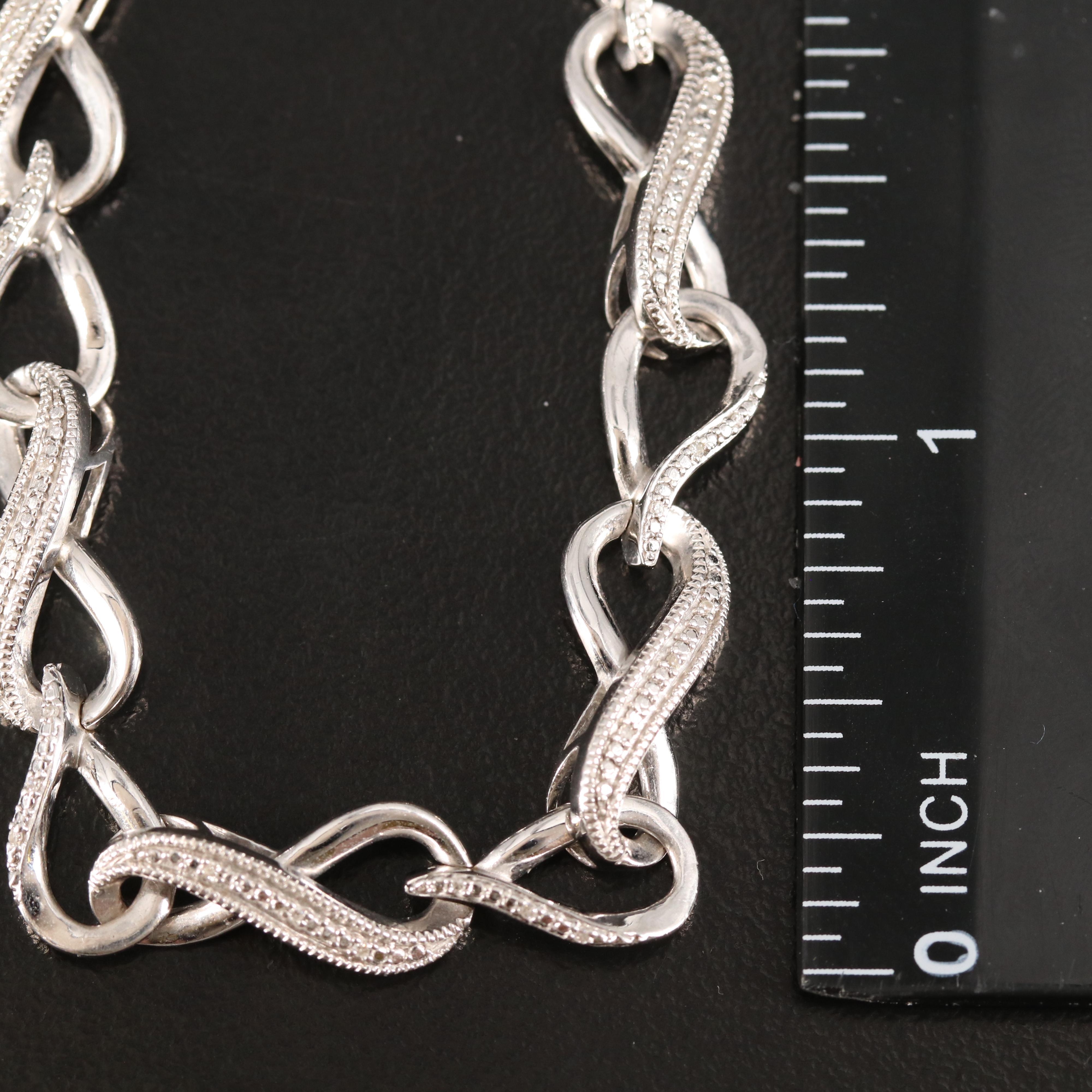 Sterling Diamond Infinity Link Bracelet