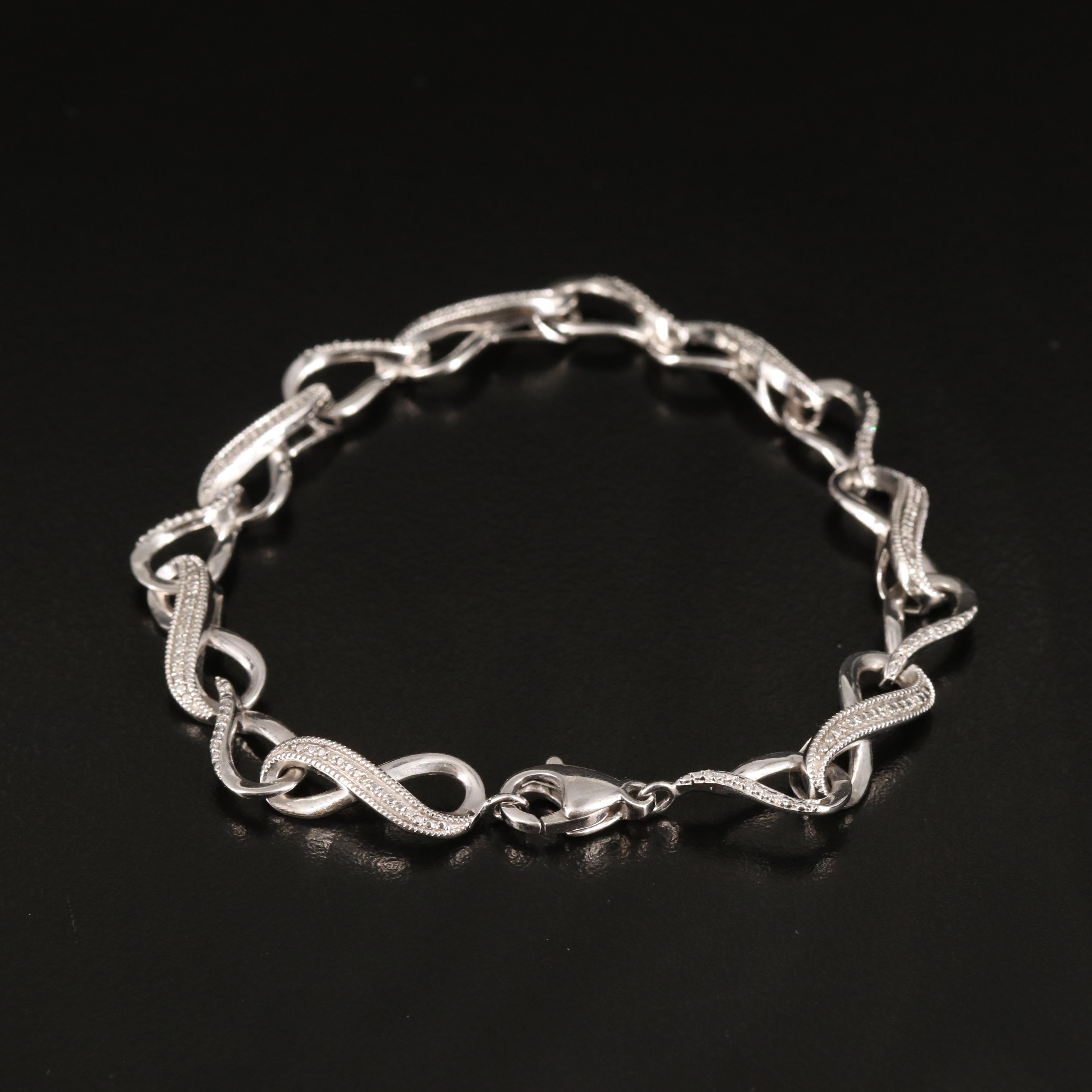 Sterling Diamond Infinity Link Bracelet