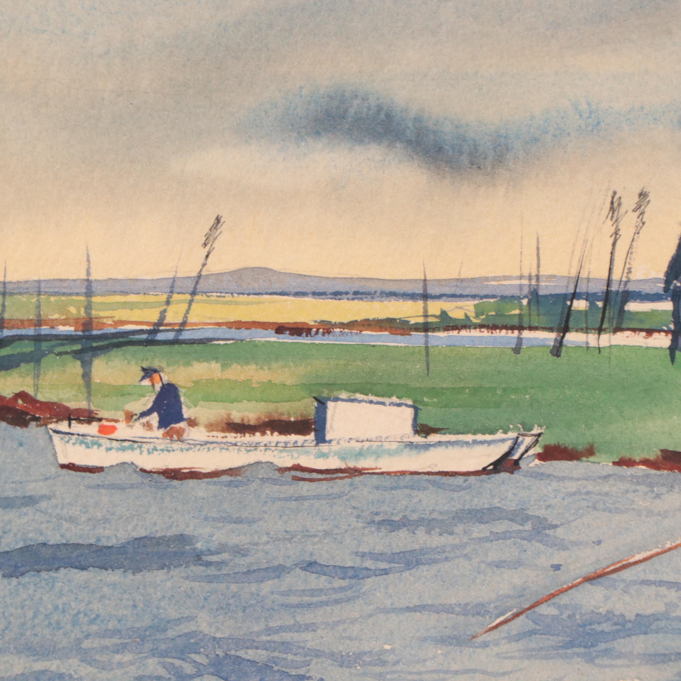 Ranulph Bye Coastal Landscape Watercolor Painting, 1950