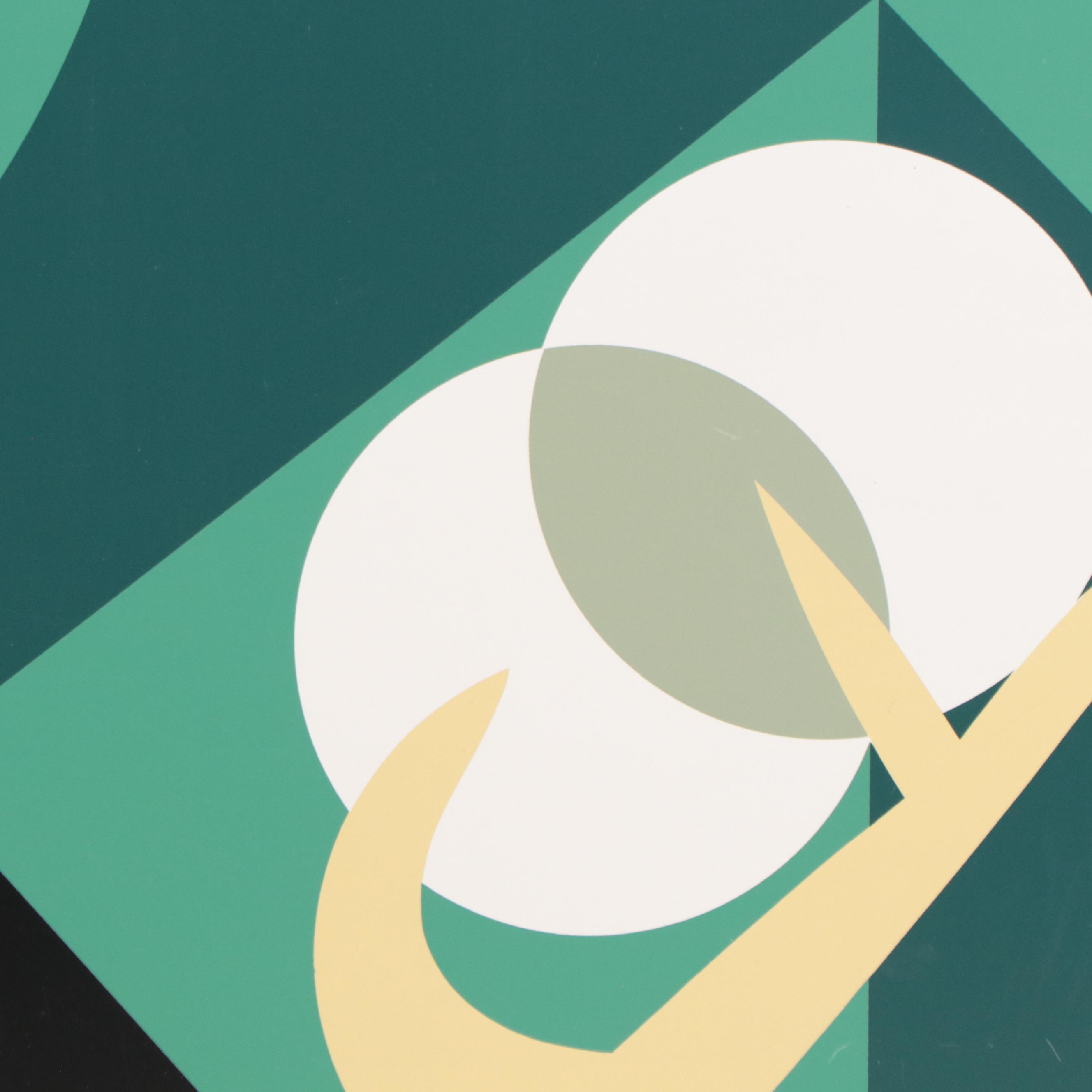 John Vassos Modernist Tennis Scene Silkscreened Enamel on Metal, 1971