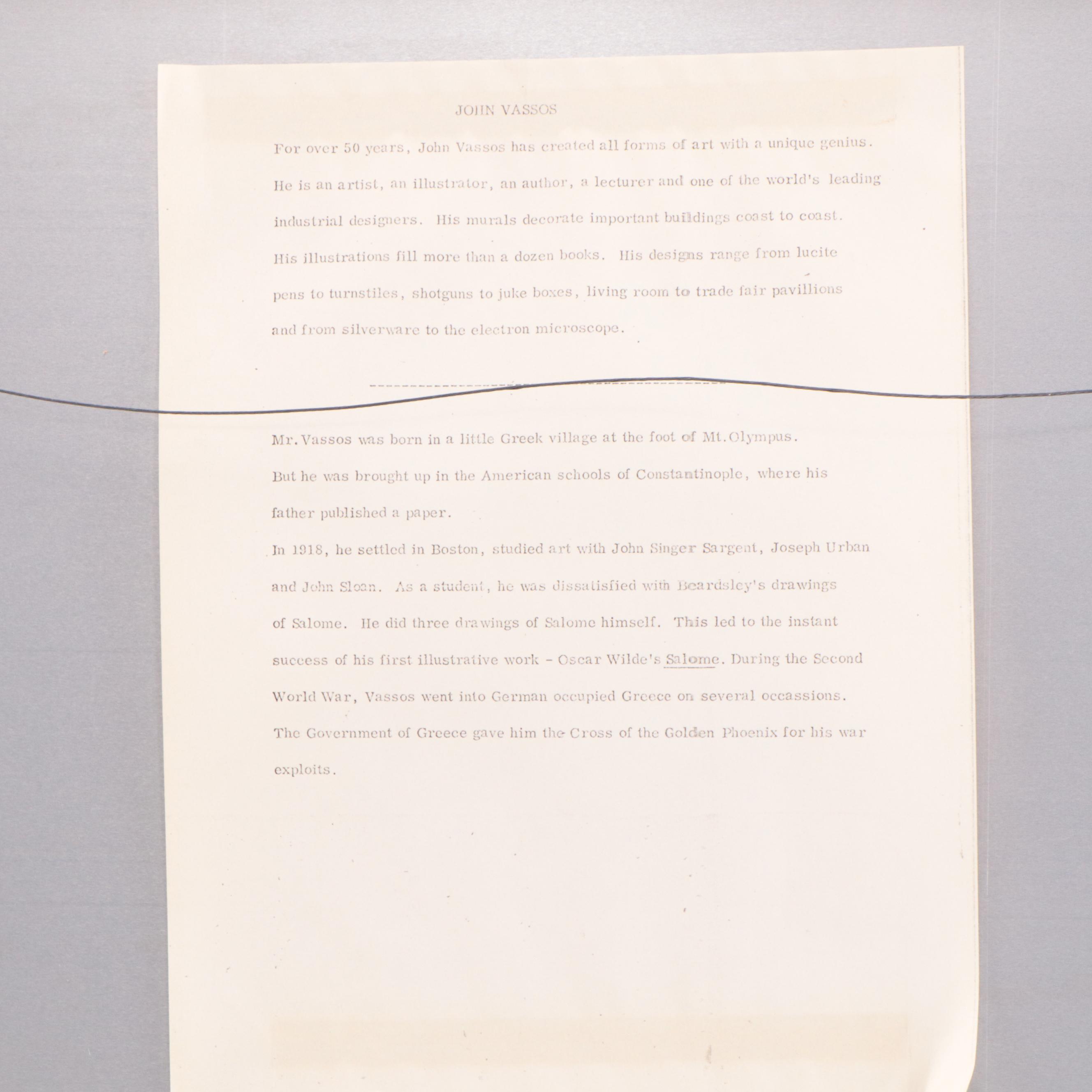 John Vassos Modernist Tennis Scene Silkscreened Enamel on Metal, 1971