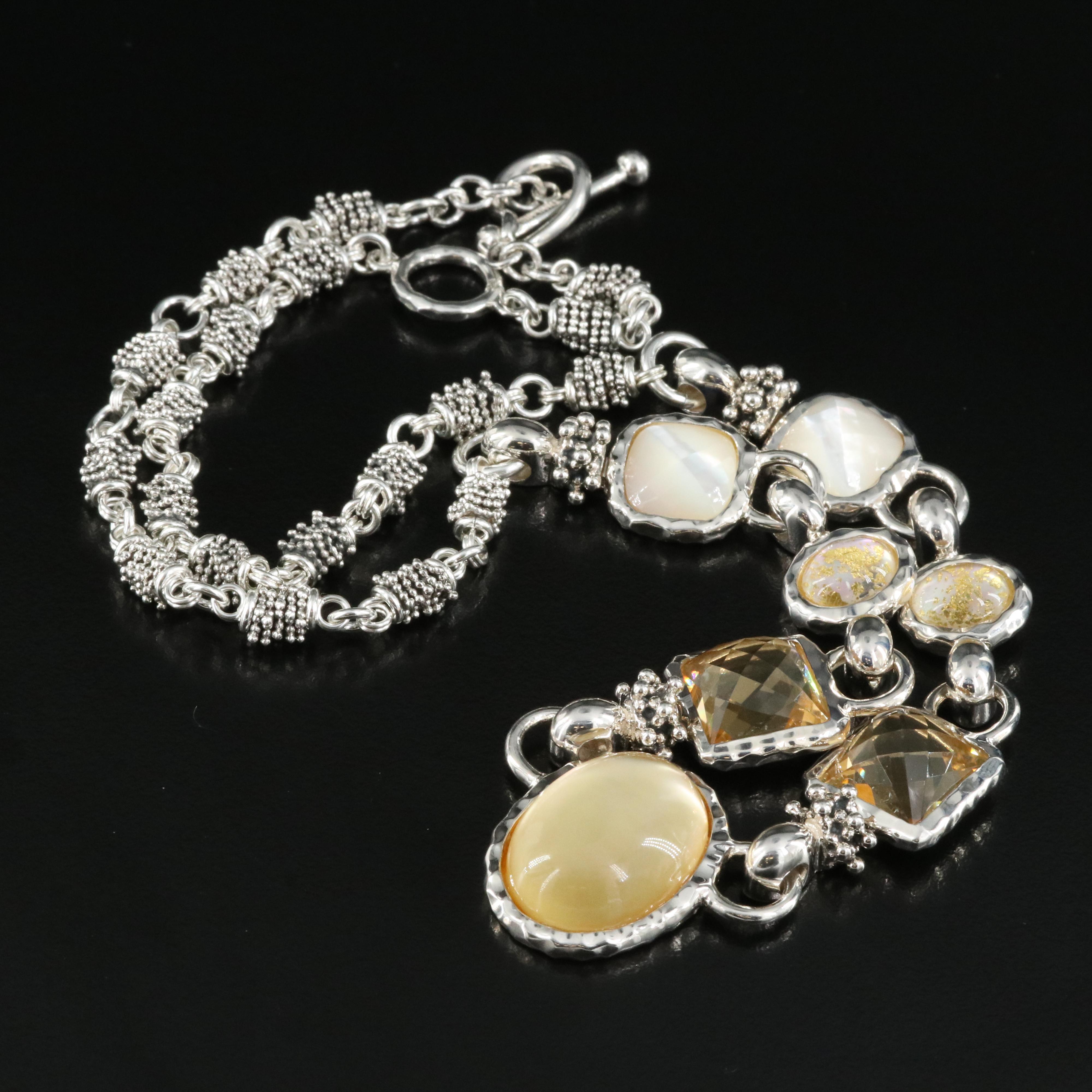 Michael Dawkins Sterling Citrine and Gemstone Necklace